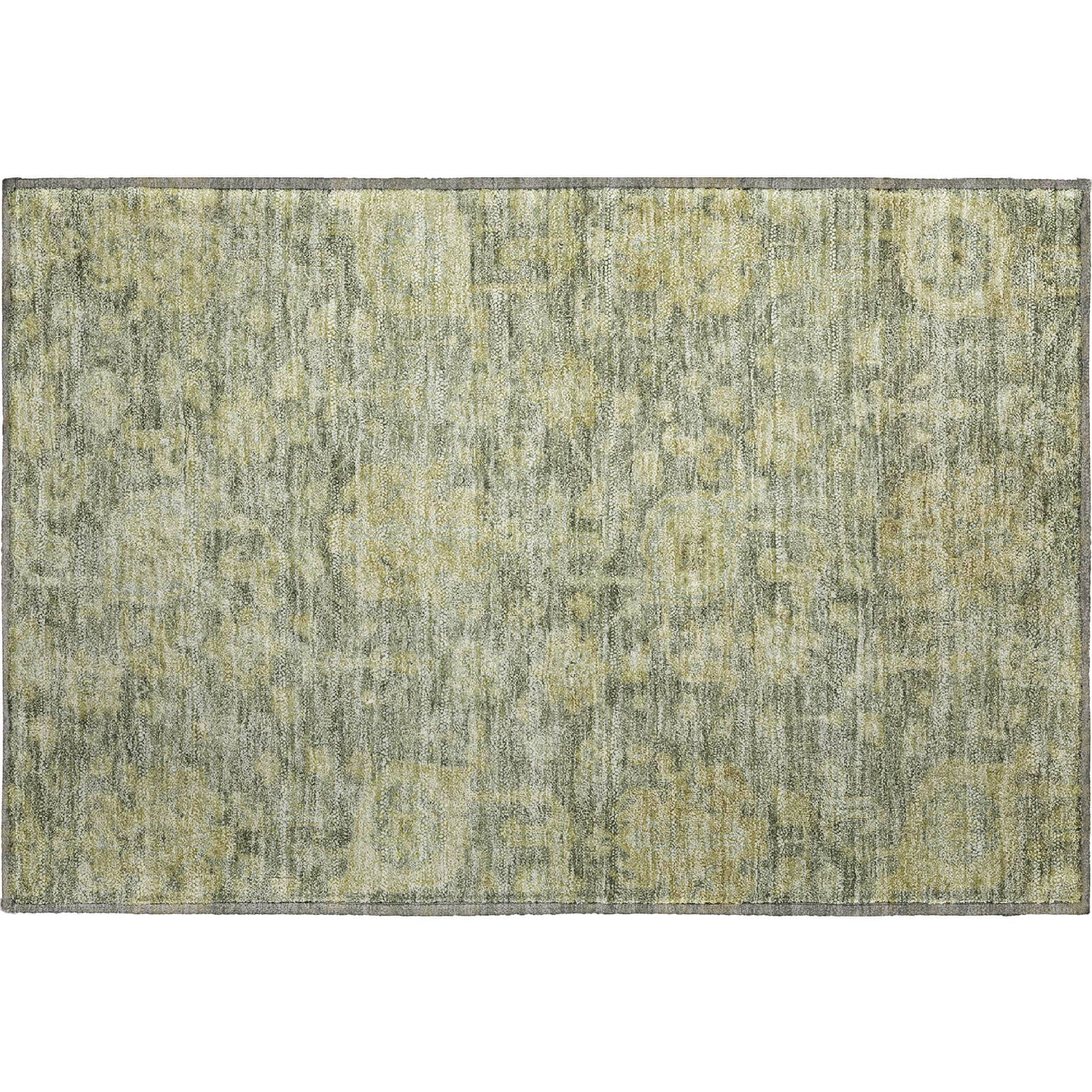 Kotor Machine Washable Traditional Sage Green Rug 1'8" x 2'6" #shape_Rectangle