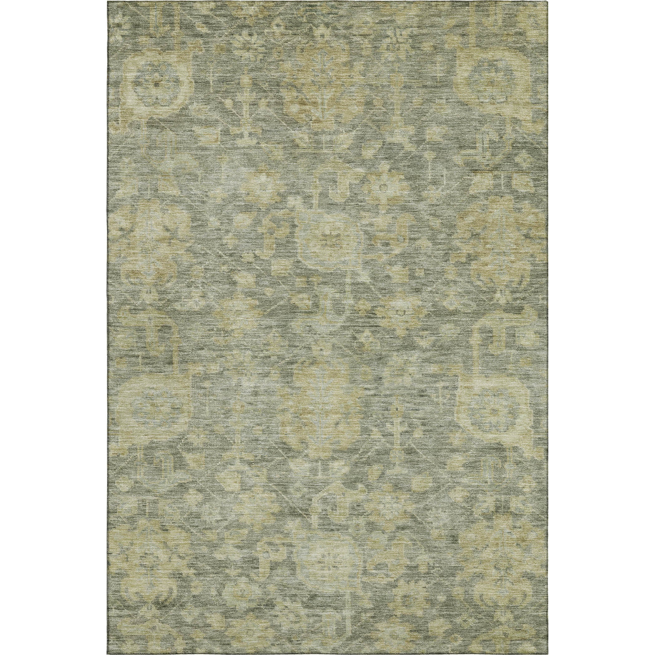 Kotor Machine Washable Traditional Sage Green Rug 2'6" x 3'10" #shape_Rectangle