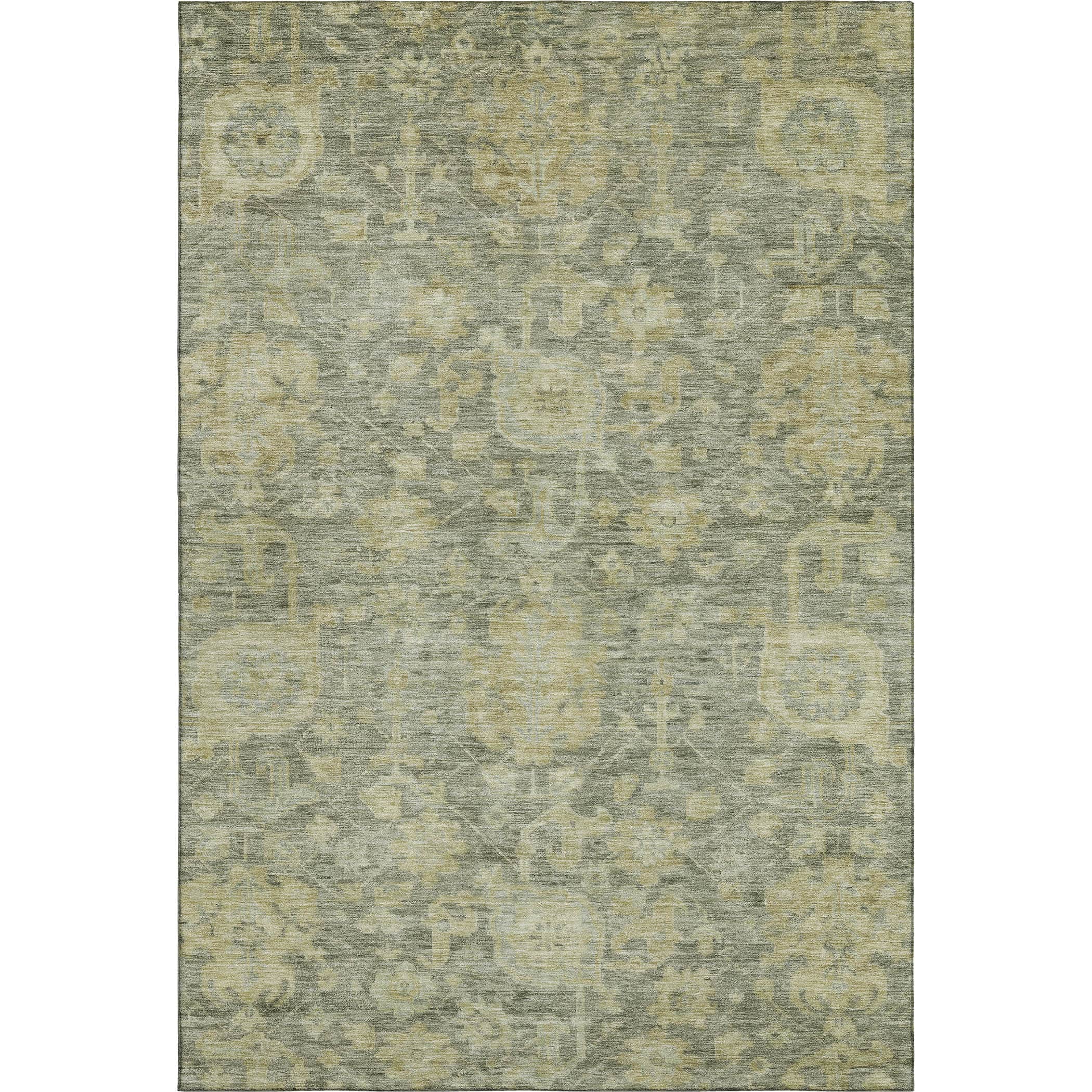 Kotor Machine Washable Traditional Sage Green Rug 2'6" x 3'10" #shape_Rectangle