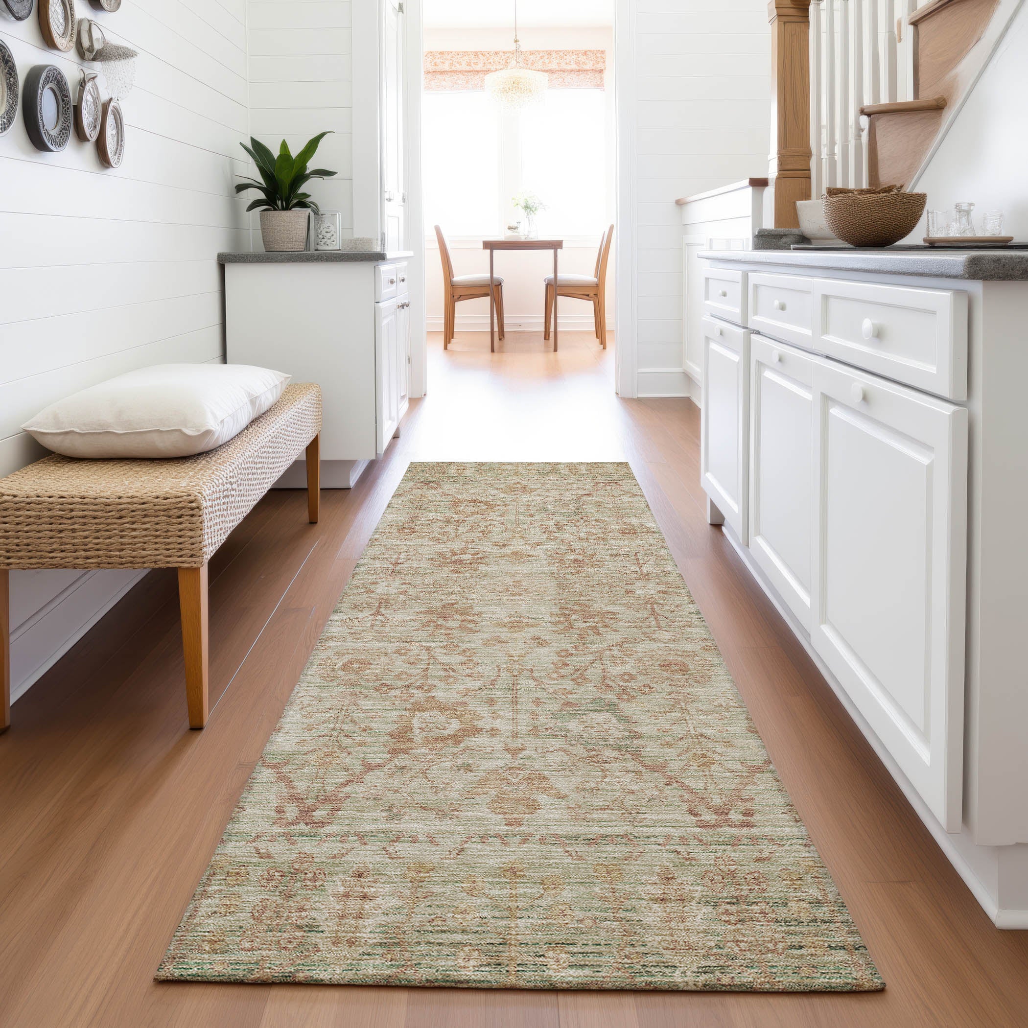Marrakech Machine Washable Traditional Beige Brown Rug 2'3" x 7'6" #shape_Runner