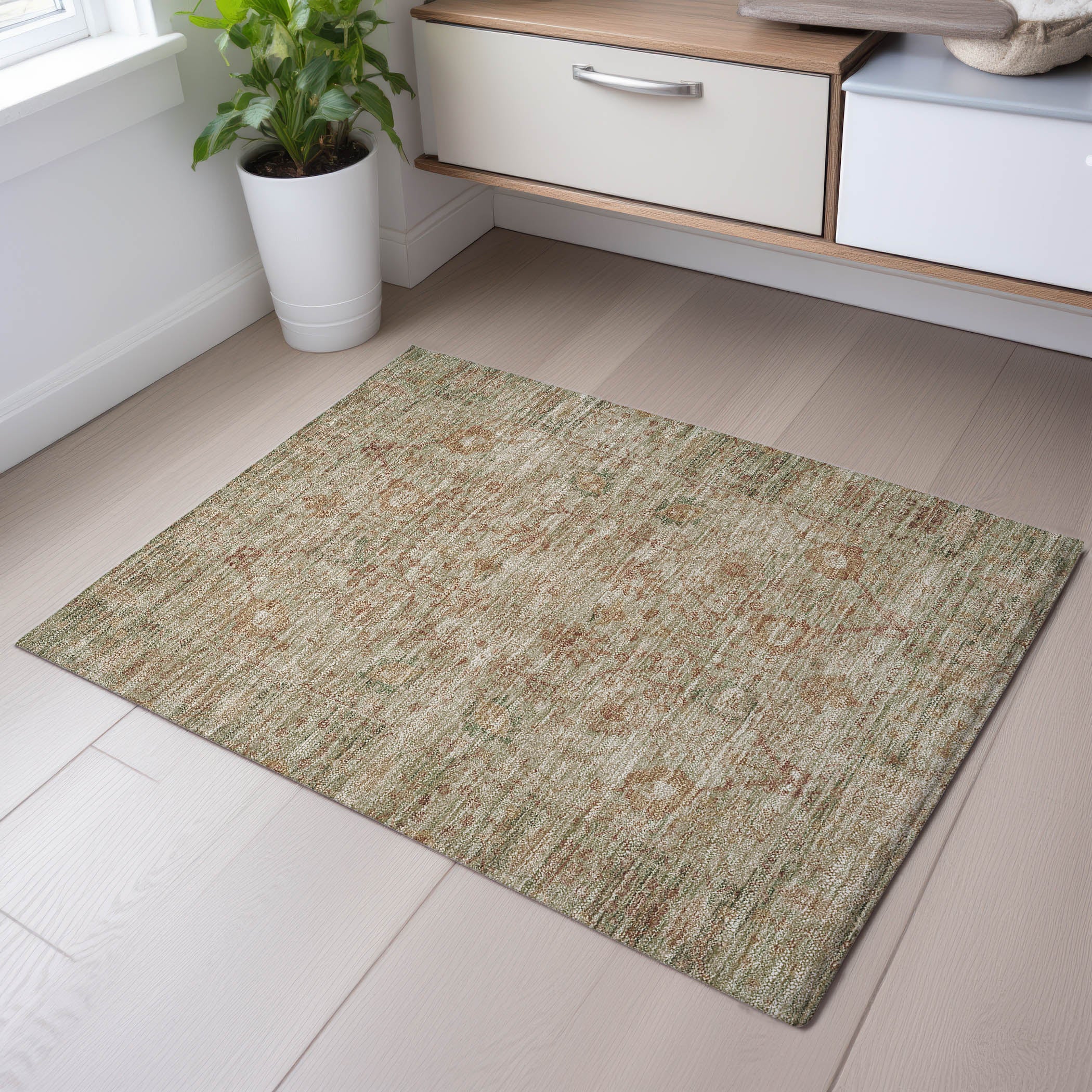 Marrakech Machine Washable Traditional Beige Brown Rug 1'8" x 2'6" #shape_Rectangle