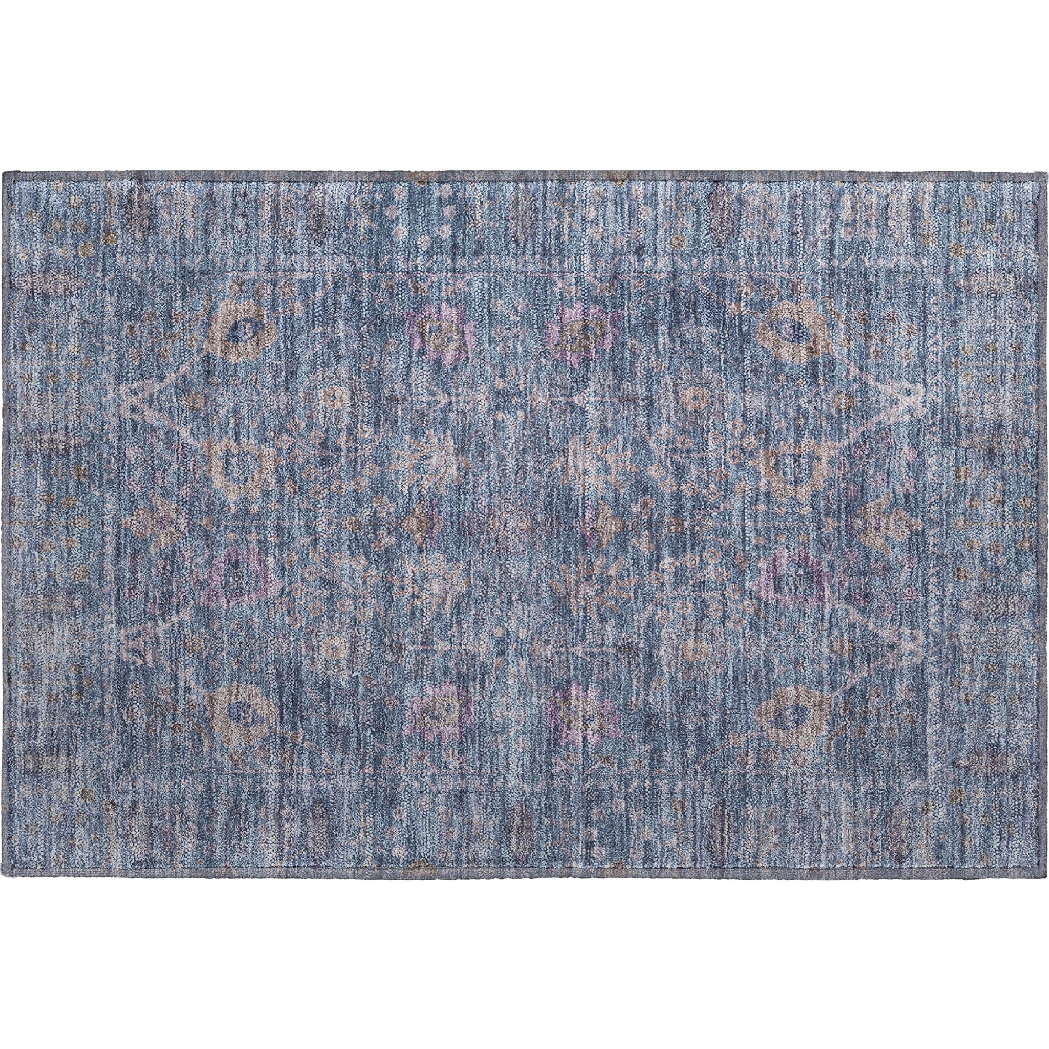 Marrakech Machine Washable Traditional Blue Rug 1'8" x 2'6" #shape_Rectangle