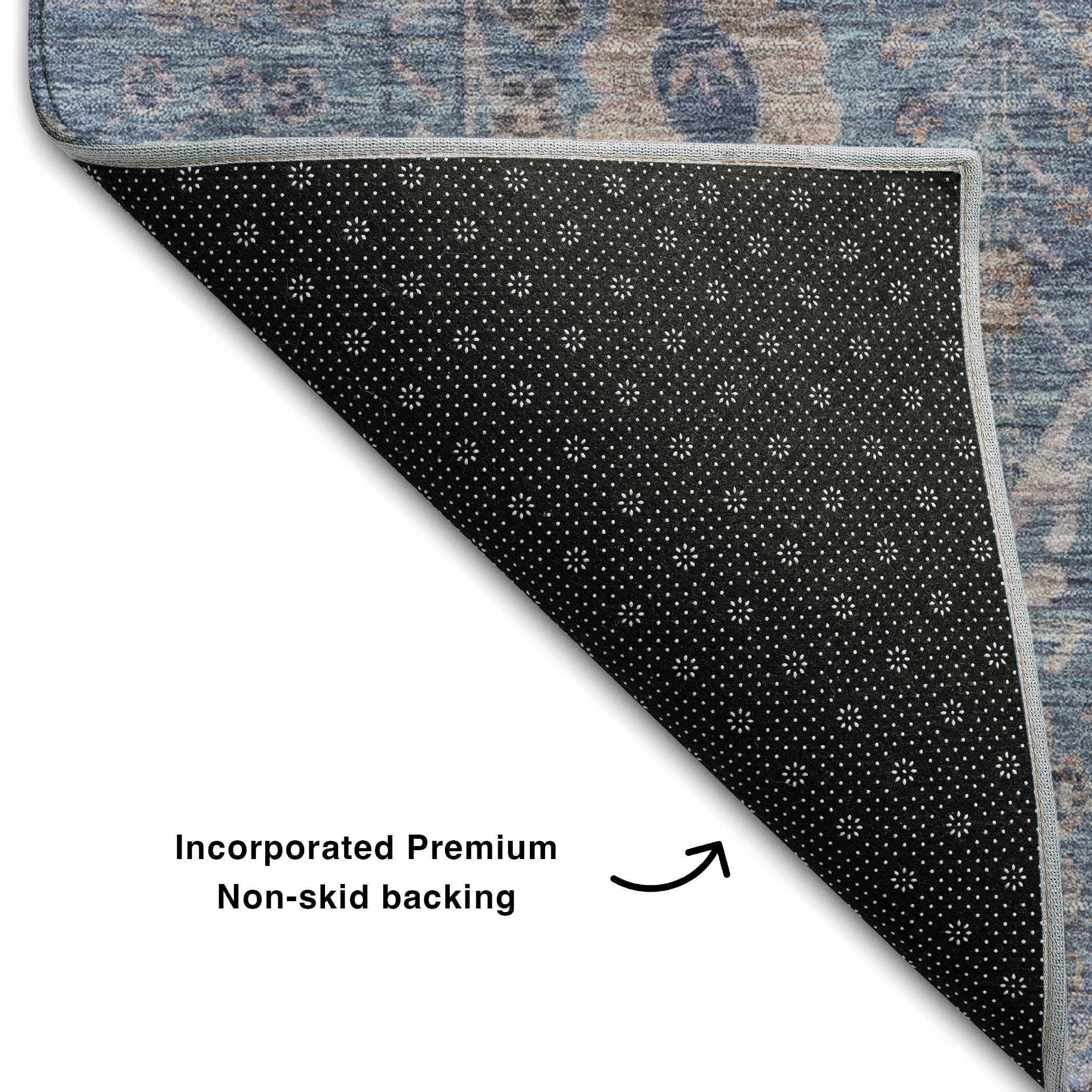 Marrakech Machine Washable Traditional Blue Rug 1'8" x 2'6" #shape_Rectangle
