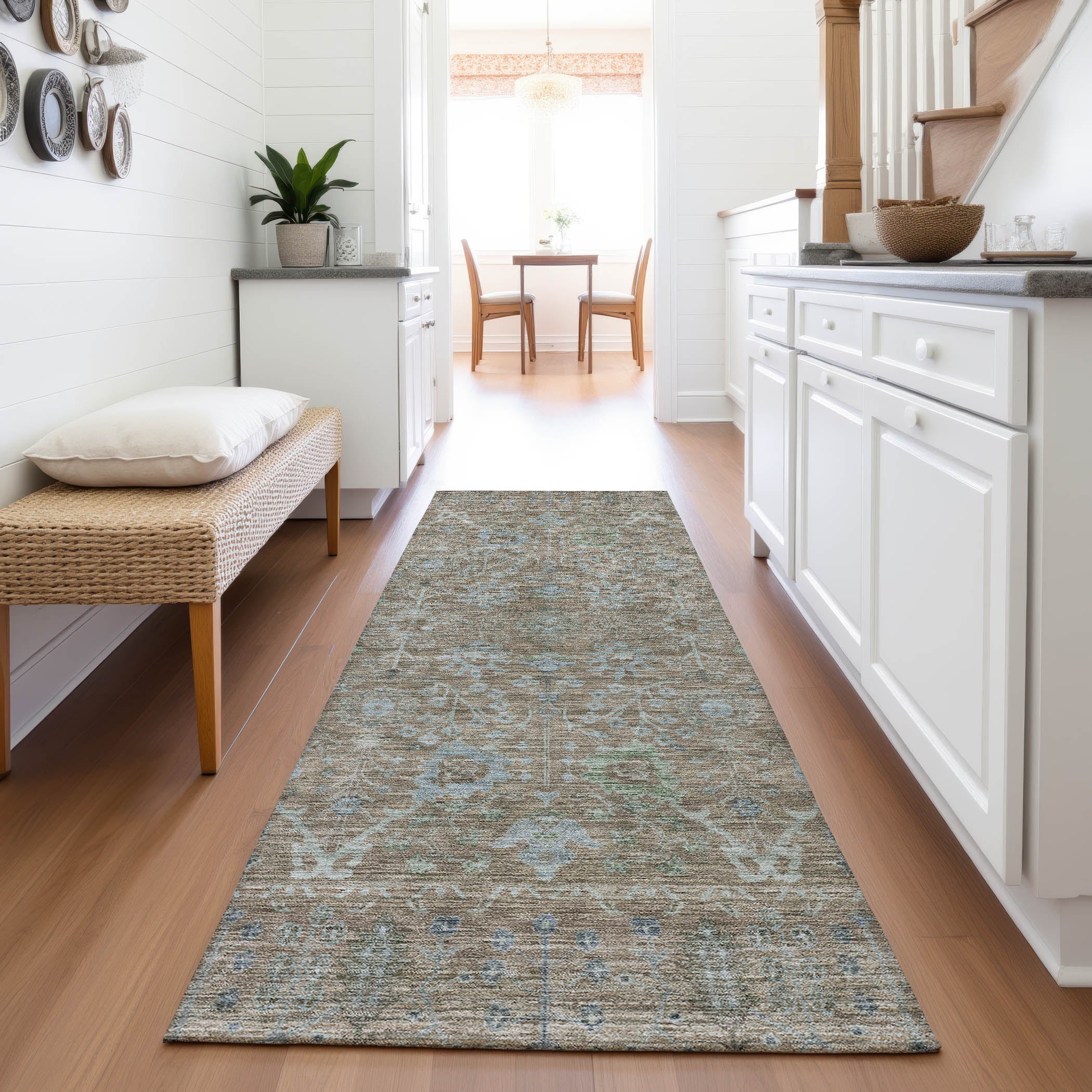Marrakech Machine Washable Traditional Brown Rug 2'3" x 7'6" #shape_Runner