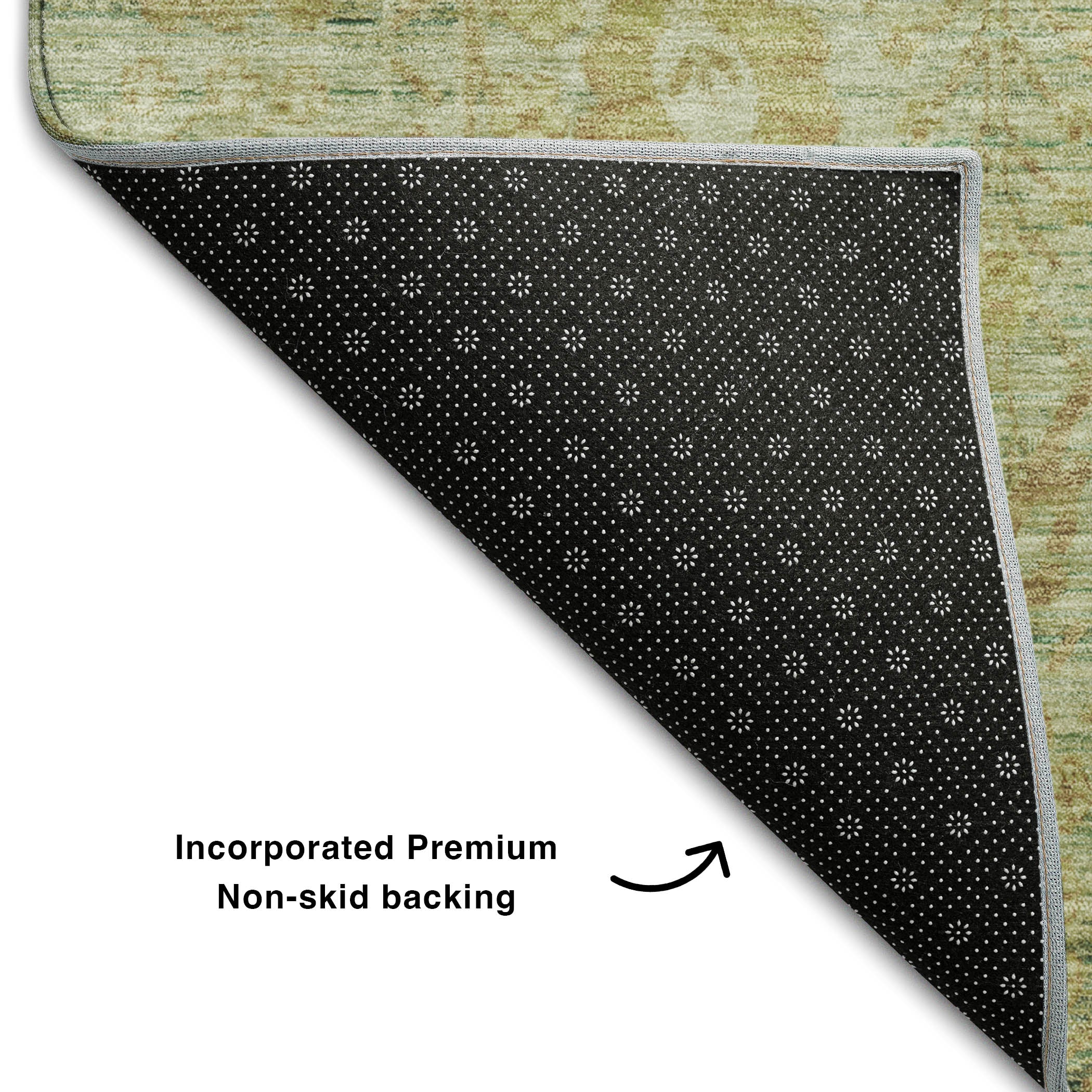 Marrakech Machine Washable Traditional Sage Green Rug 1'8" x 2'6" #shape_Rectangle