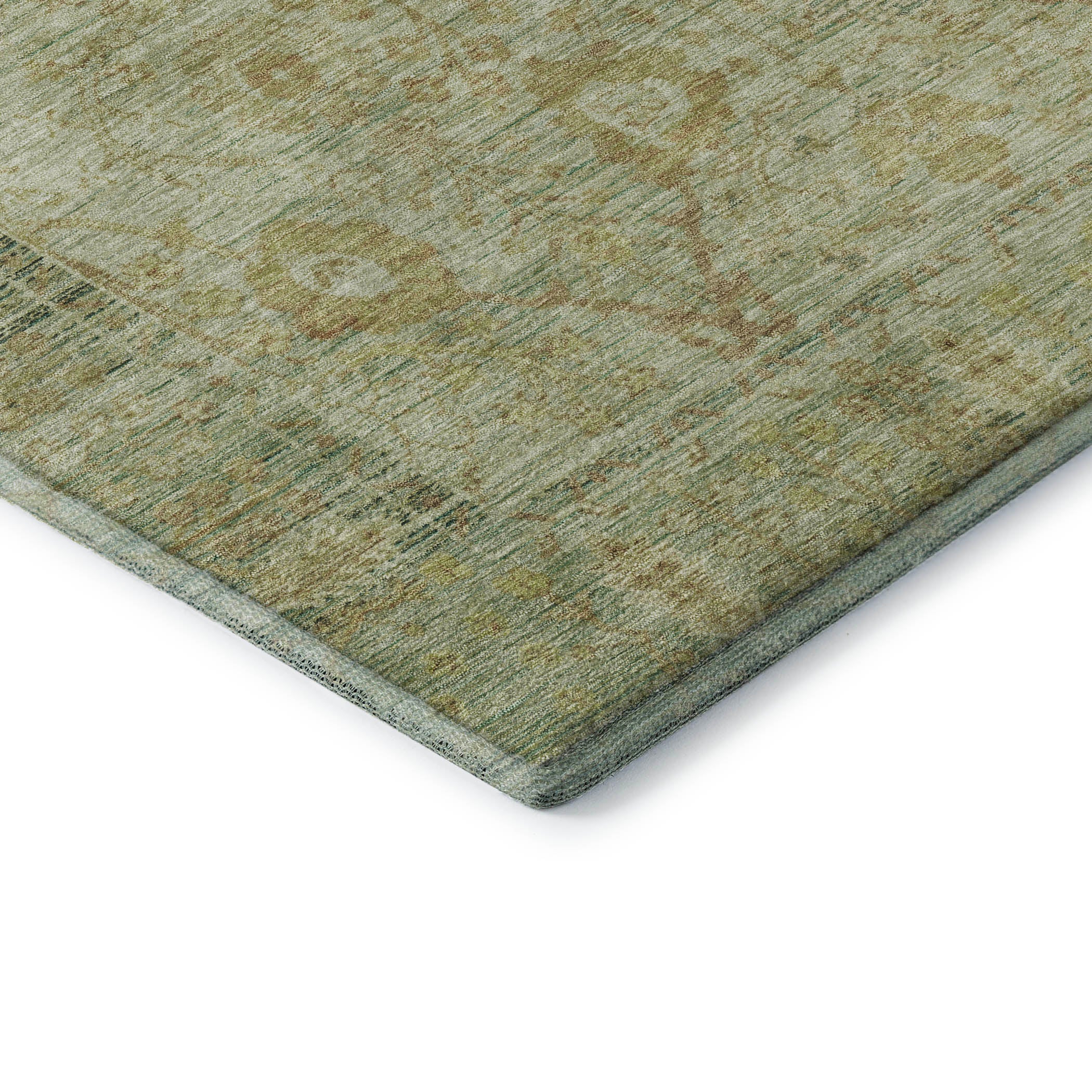 Marrakech Machine Washable Traditional Sage Green Rug 1'8" x 2'6" #shape_Rectangle