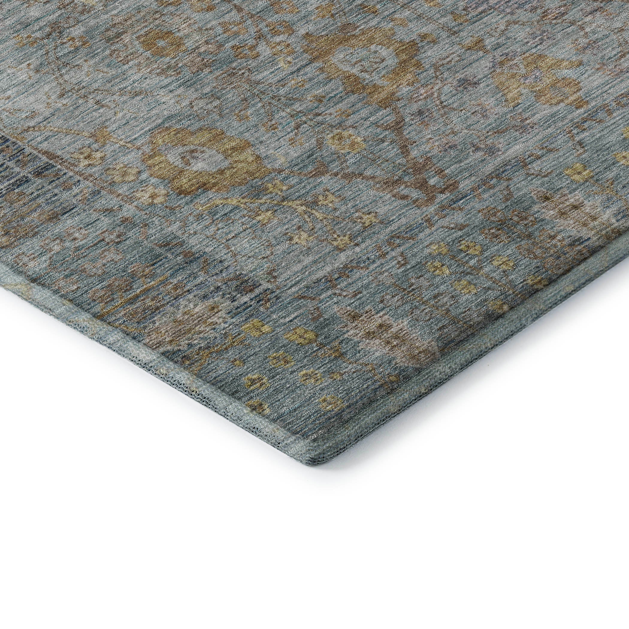 Marrakech Machine Washable Traditional Teal Rug 1'8" x 2'6" #shape_Rectangle