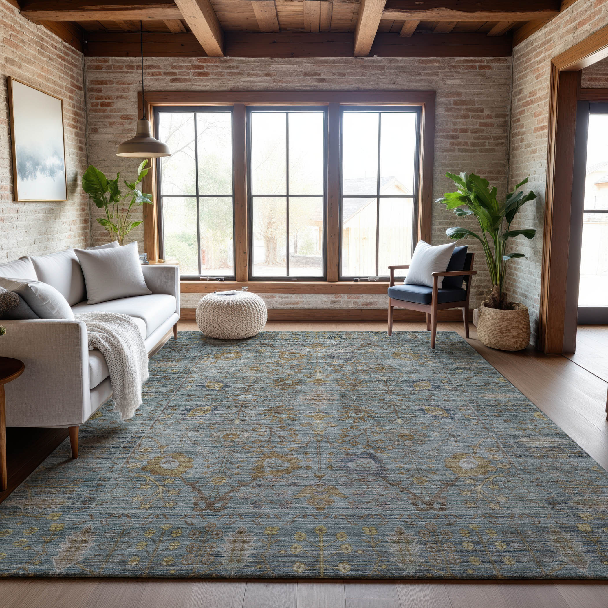 Marrakech Machine Washable Traditional Teal Rug 2'6" x 3'10" #shape_Rectangle
