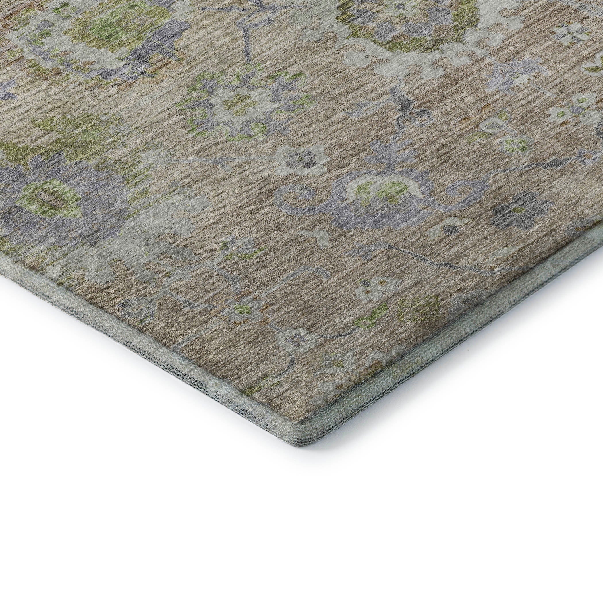 Prague Machine Washable Traditional Beige Brown Rug 1'8" x 2'6" #shape_Rectangle