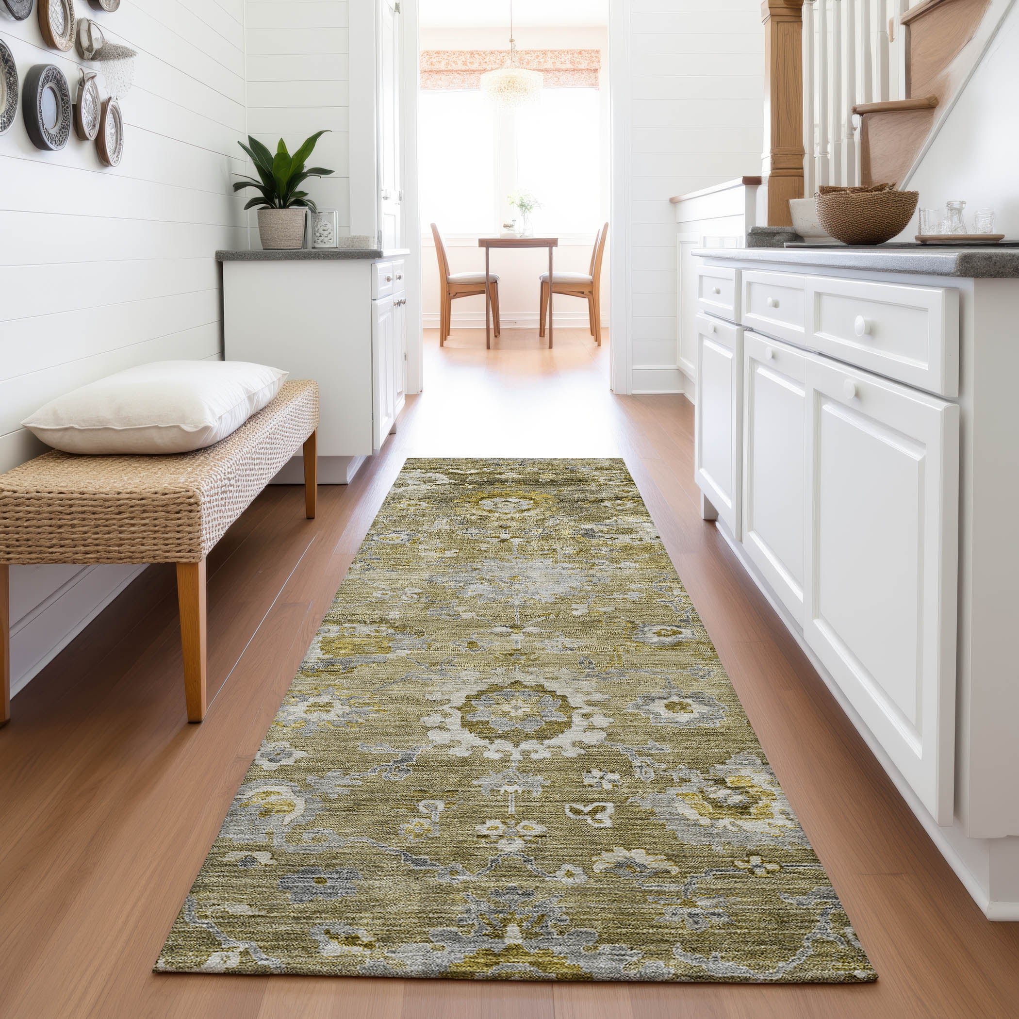 Prague Machine Washable Traditional Brown Rug 2'3" x 7'6" #shape_Runner