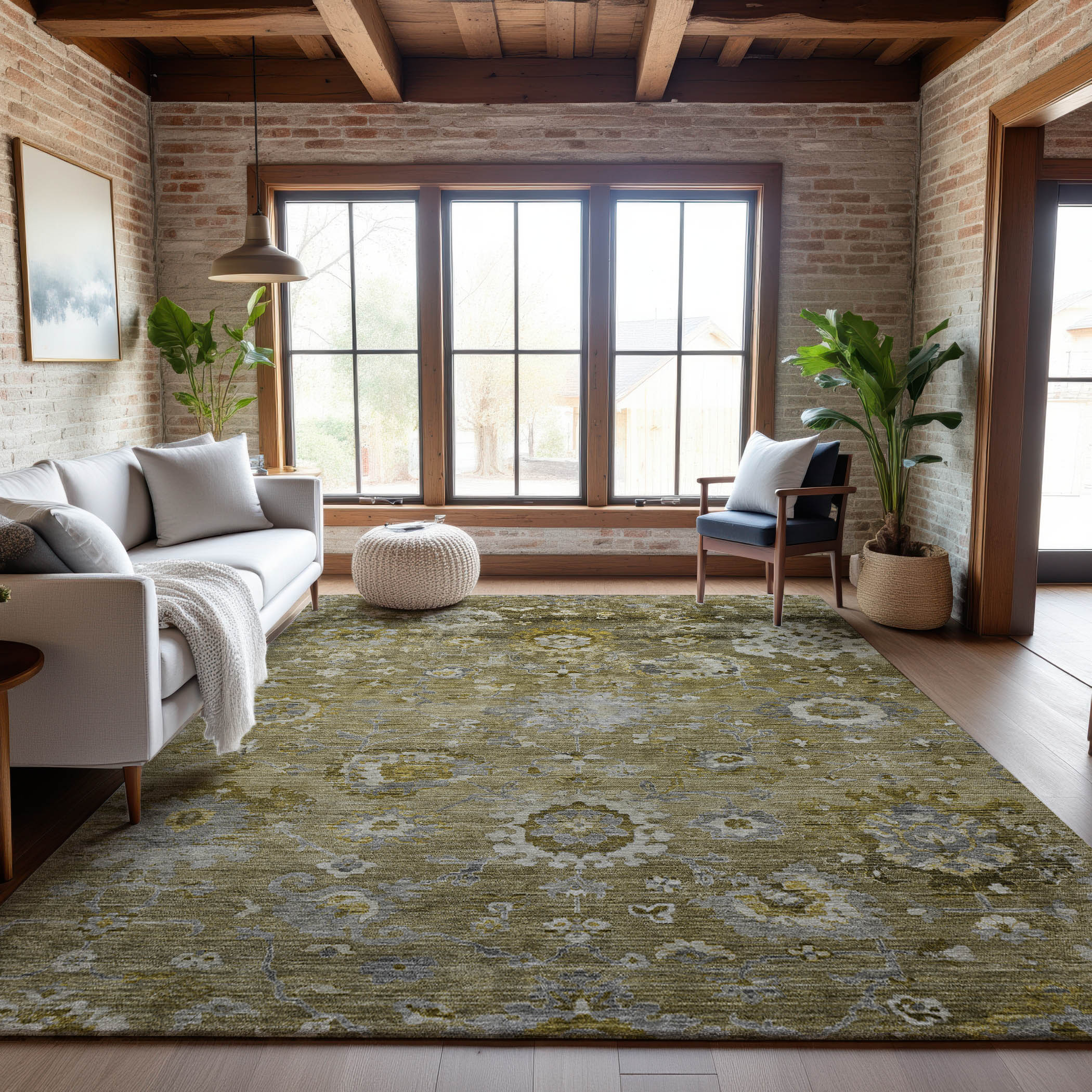 Prague Machine Washable Traditional Brown Rug 2'6" x 3'10" #shape_Rectangle