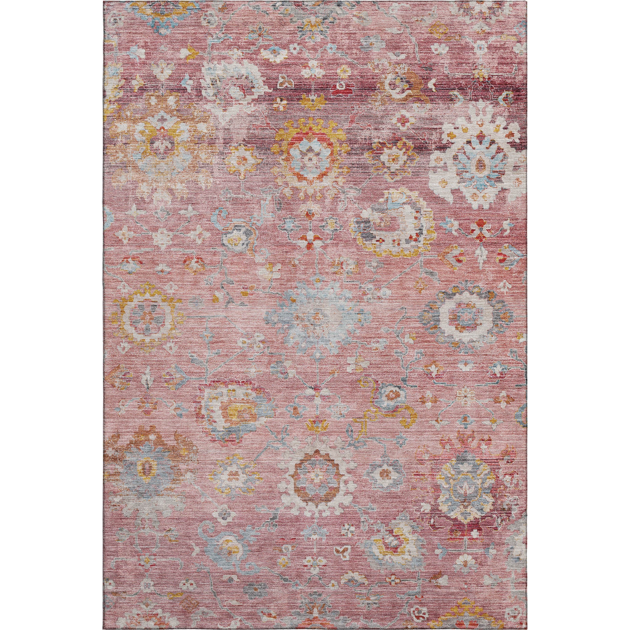 Prague Machine Washable Traditional Pink Rug 2'6" x 3'10" #shape_Rectangle