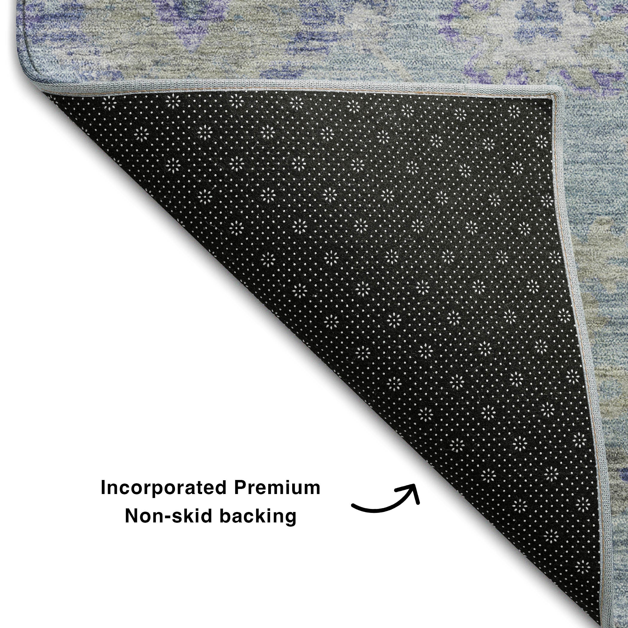 Prague Machine Washable Traditional Sky Blue Rug 1'8" x 2'6" #shape_Rectangle