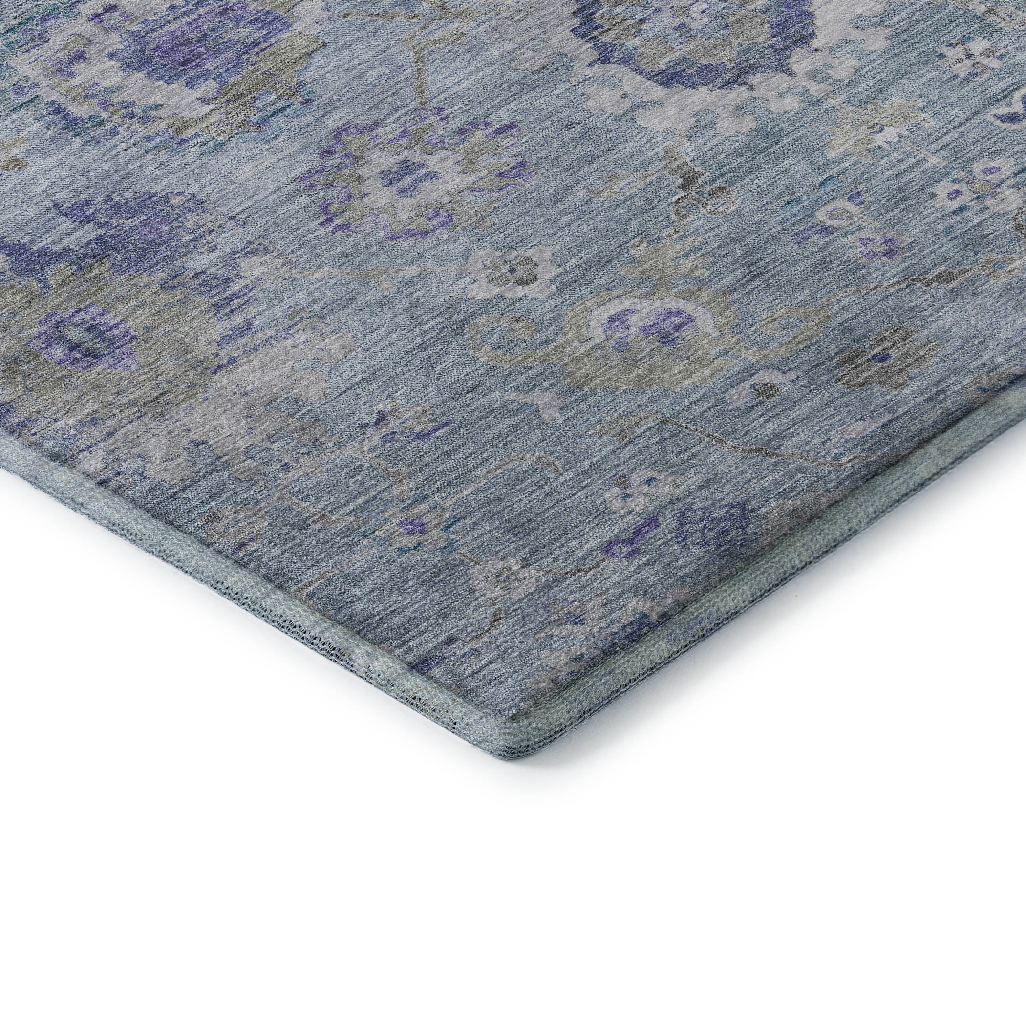 Prague Machine Washable Traditional Sky Blue Rug 1'8" x 2'6" #shape_Rectangle