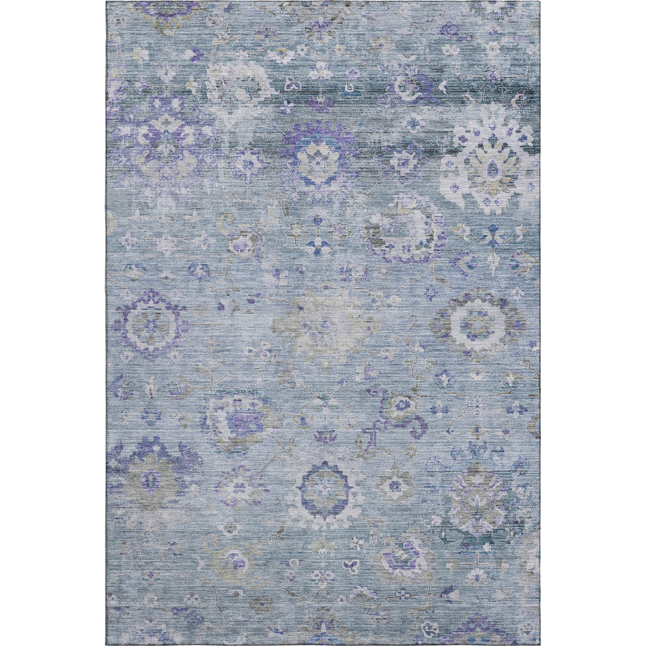 Prague Machine Washable Traditional Sky Blue Rug 2'6" x 3'10" #shape_Rectangle