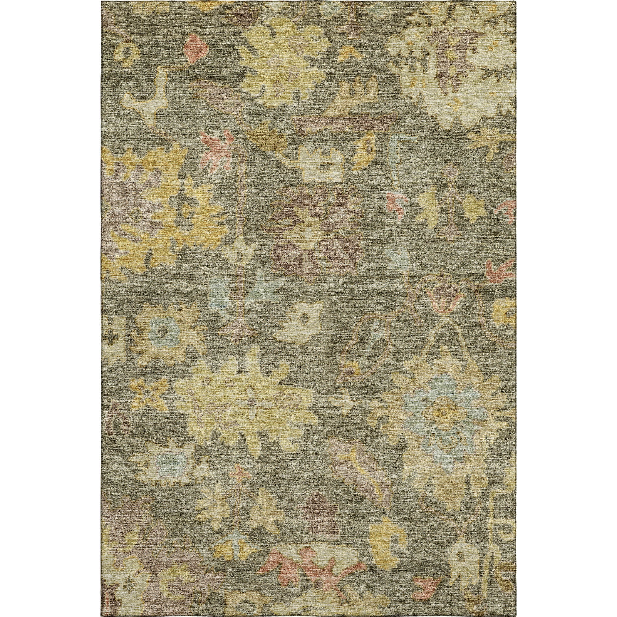 Dubrovnik Machine Washable Traditional Aloe Green Rug 2'6" x 3'10" #shape_Rectangle