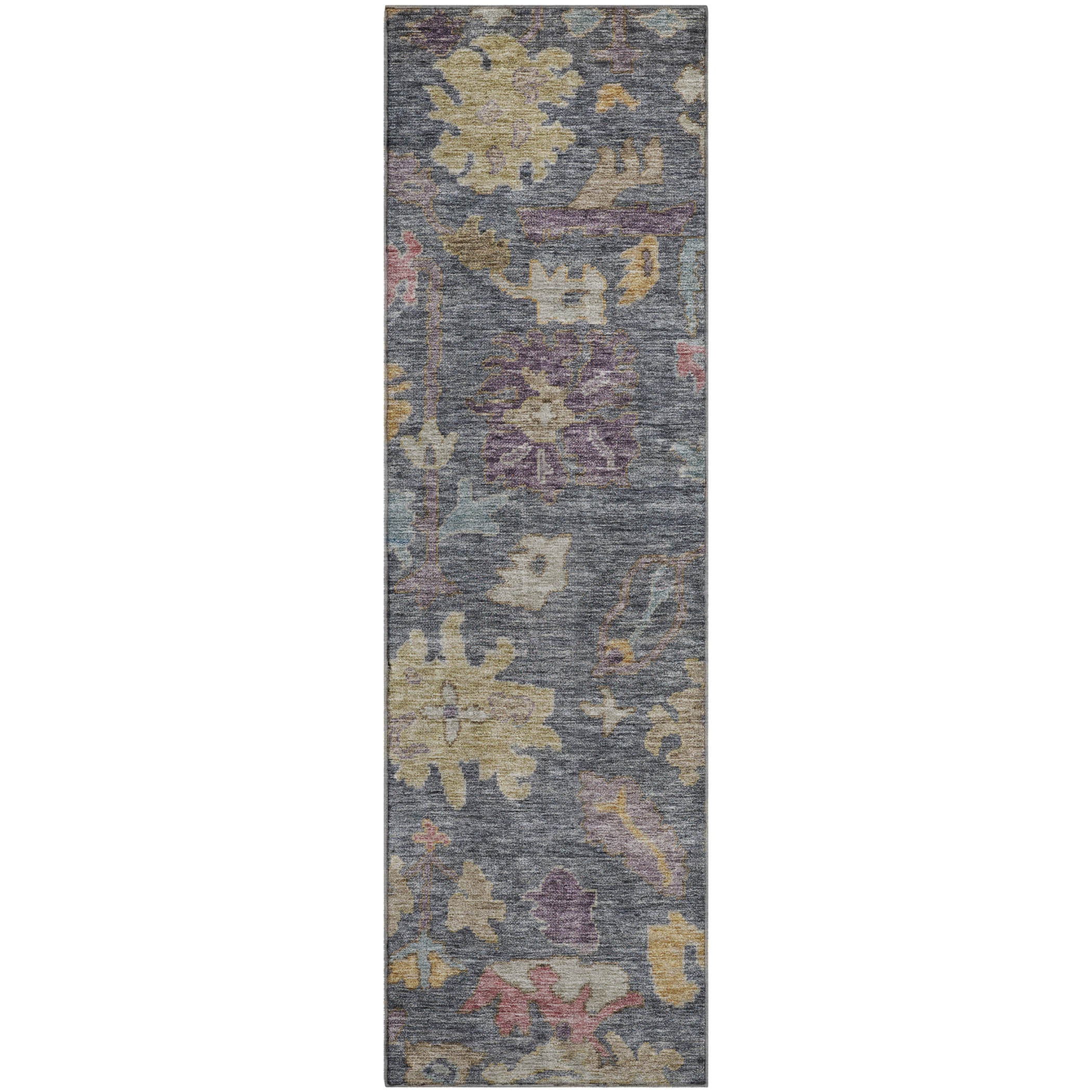 Dubrovnik Machine Washable Traditional Blue Rug 2'3" x 7'6" #shape_Runner