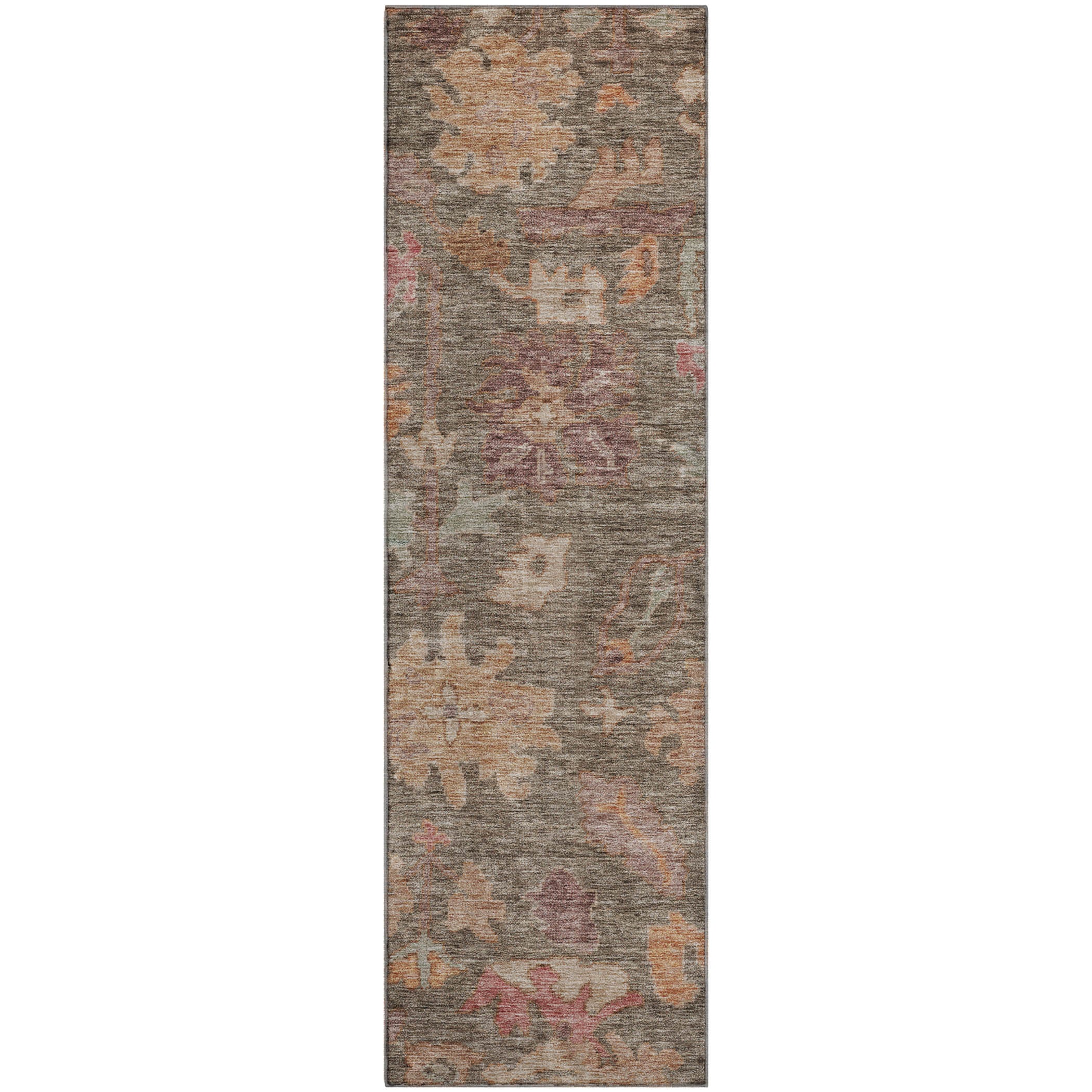 Dubrovnik Machine Washable Traditional Brown Rug 2'3" x 7'6" #shape_Runner