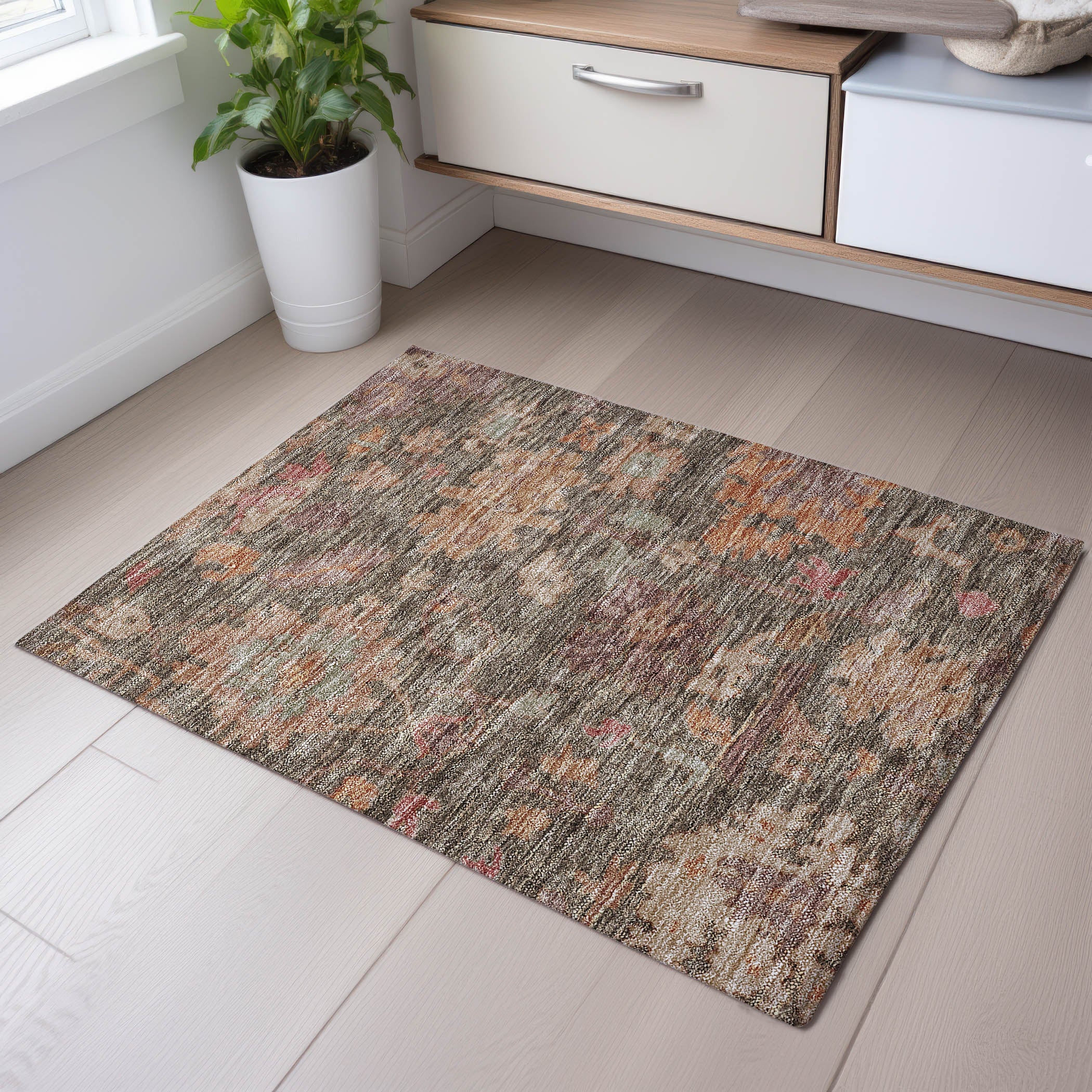 Dubrovnik Machine Washable Traditional Brown Rug 1'8" x 2'6" #shape_Rectangle