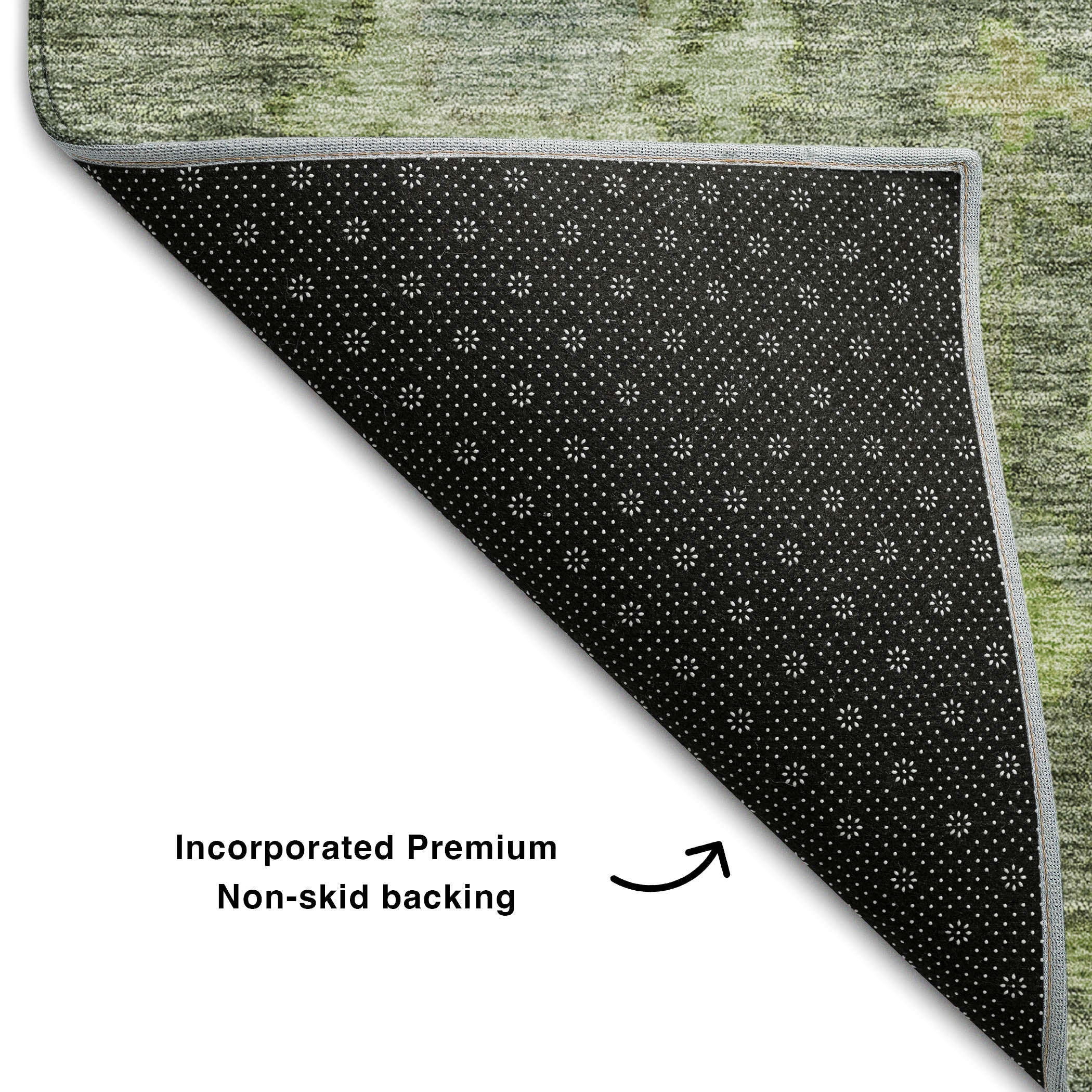 Dubrovnik Machine Washable Traditional Fern Green Rug 1'8" x 2'6" #shape_Rectangle