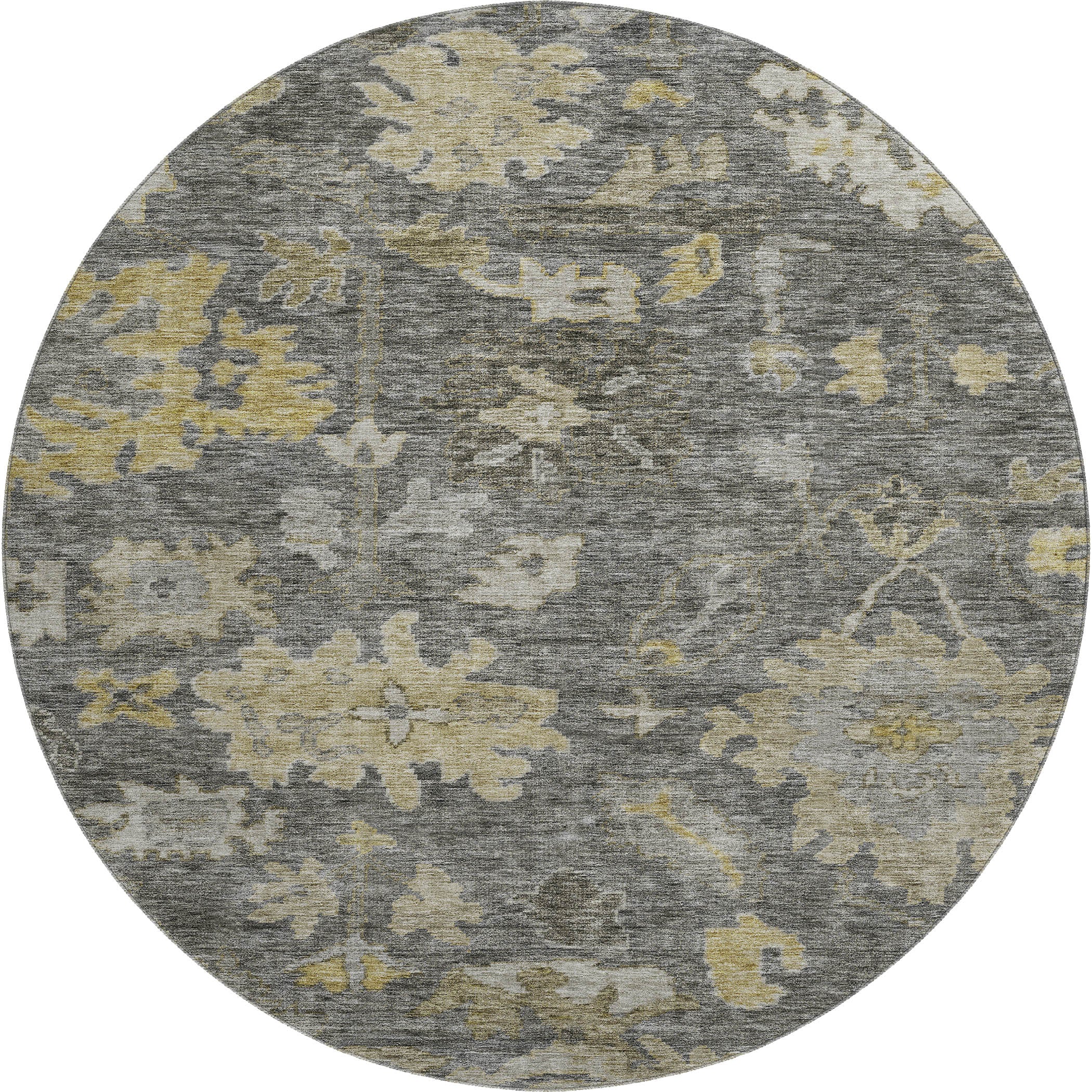 Dubrovnik Machine Washable Traditional Gray Rug 8' x 8' #shape_Round