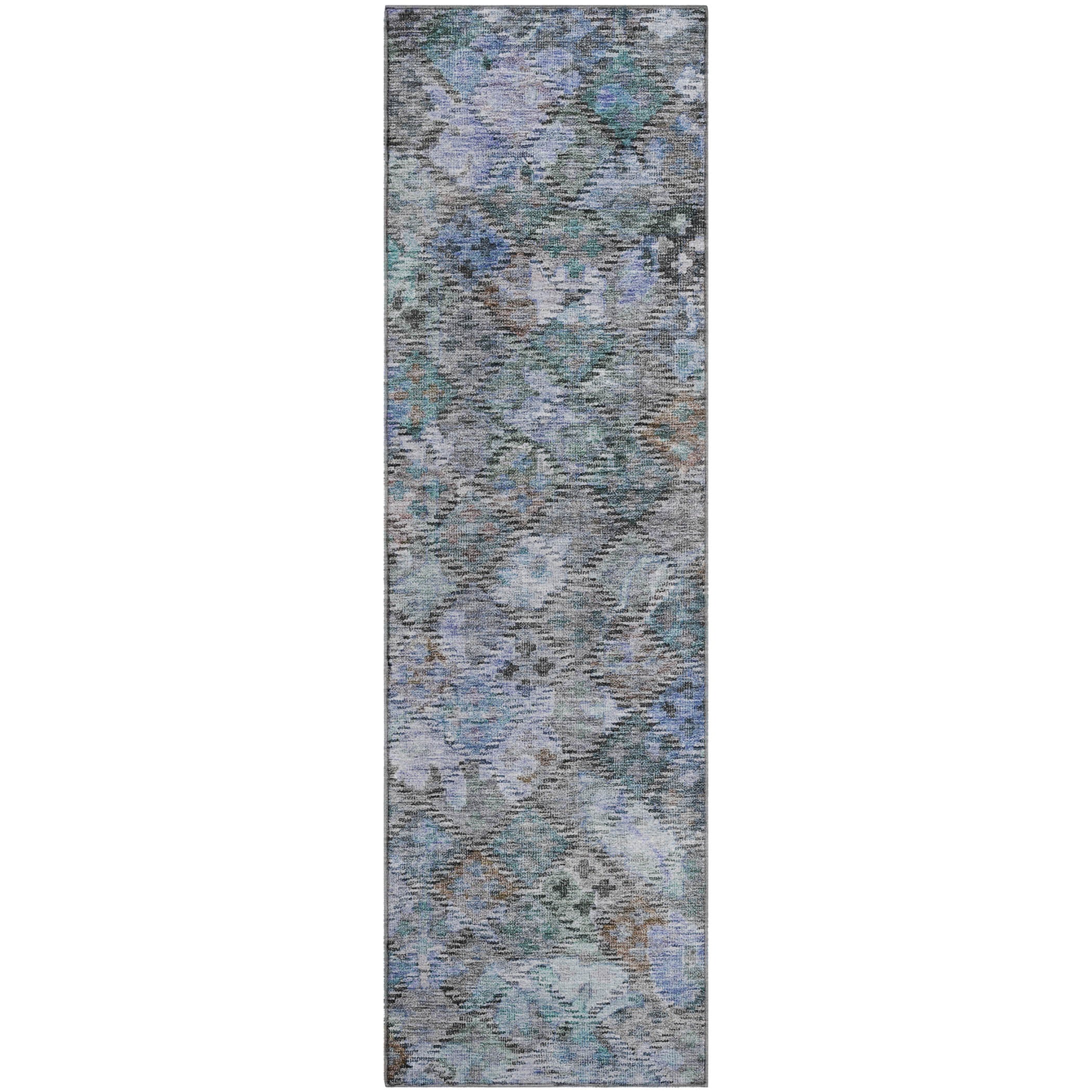 Mostar Machine Washable Traditional Blue Rug 2'3" x 7'6" #shape_Runner