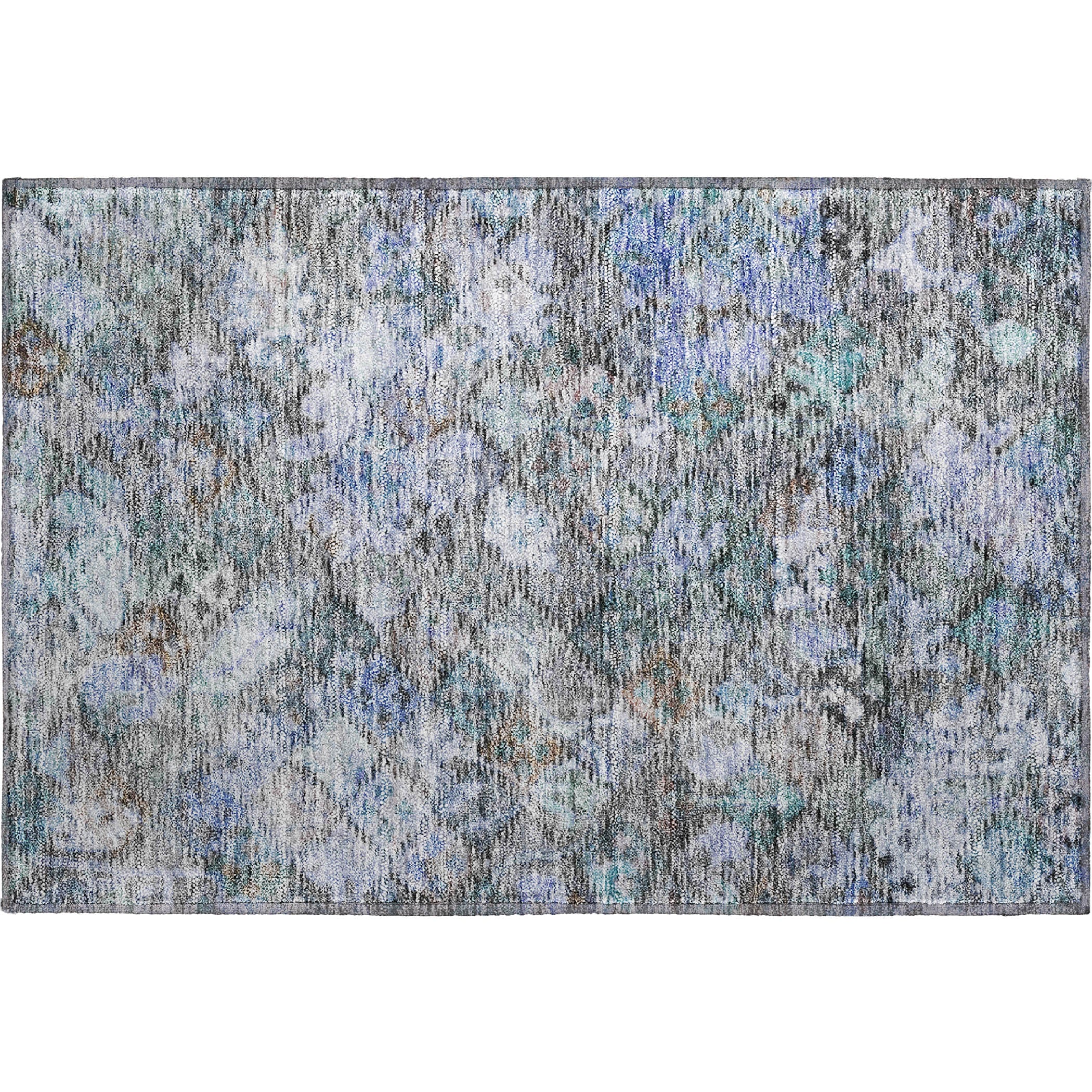 Mostar Machine Washable Traditional Blue Rug 1'8" x 2'6" #shape_Rectangle