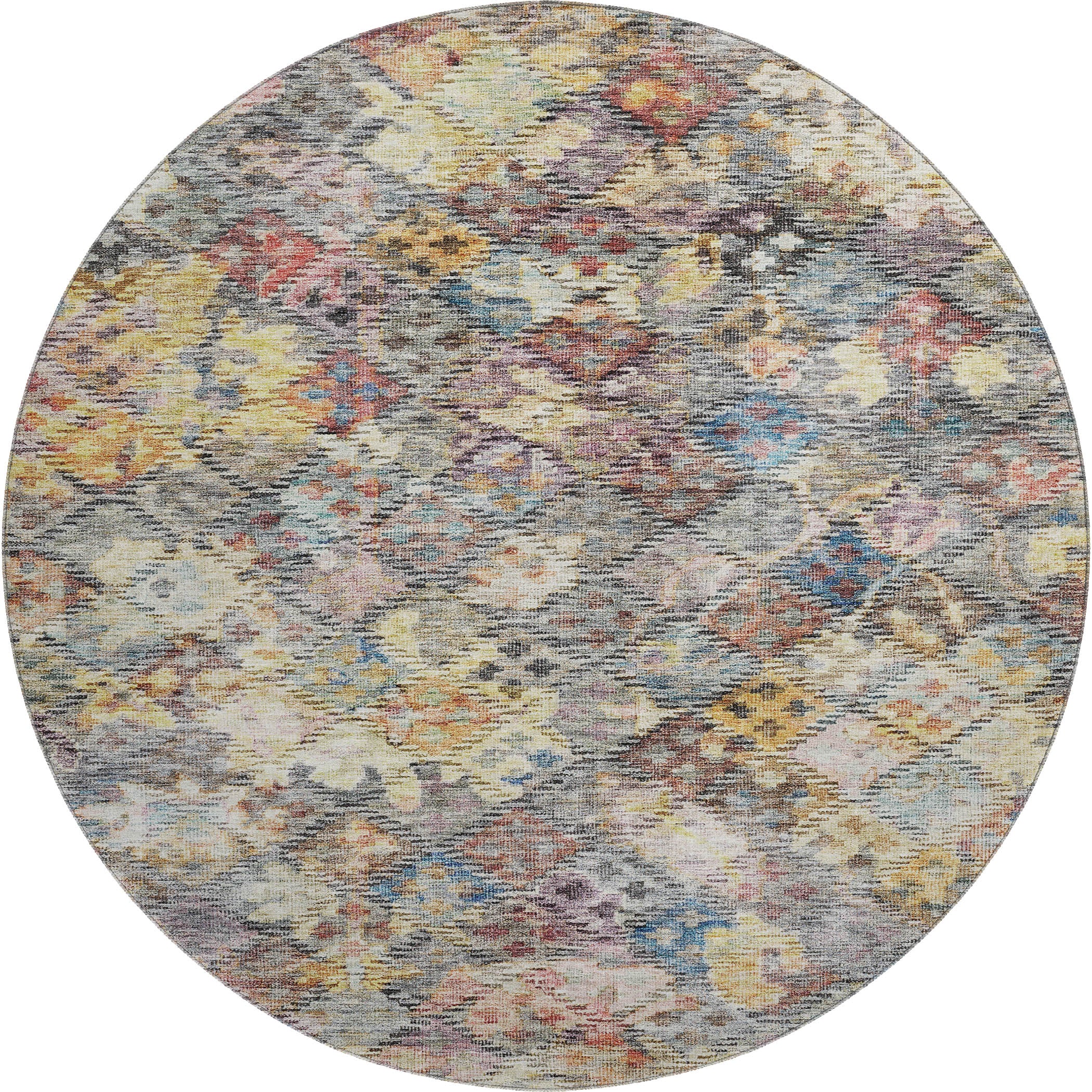 Mostar Machine Washable Traditional Gold Rug 8' x 8' #shape_Round