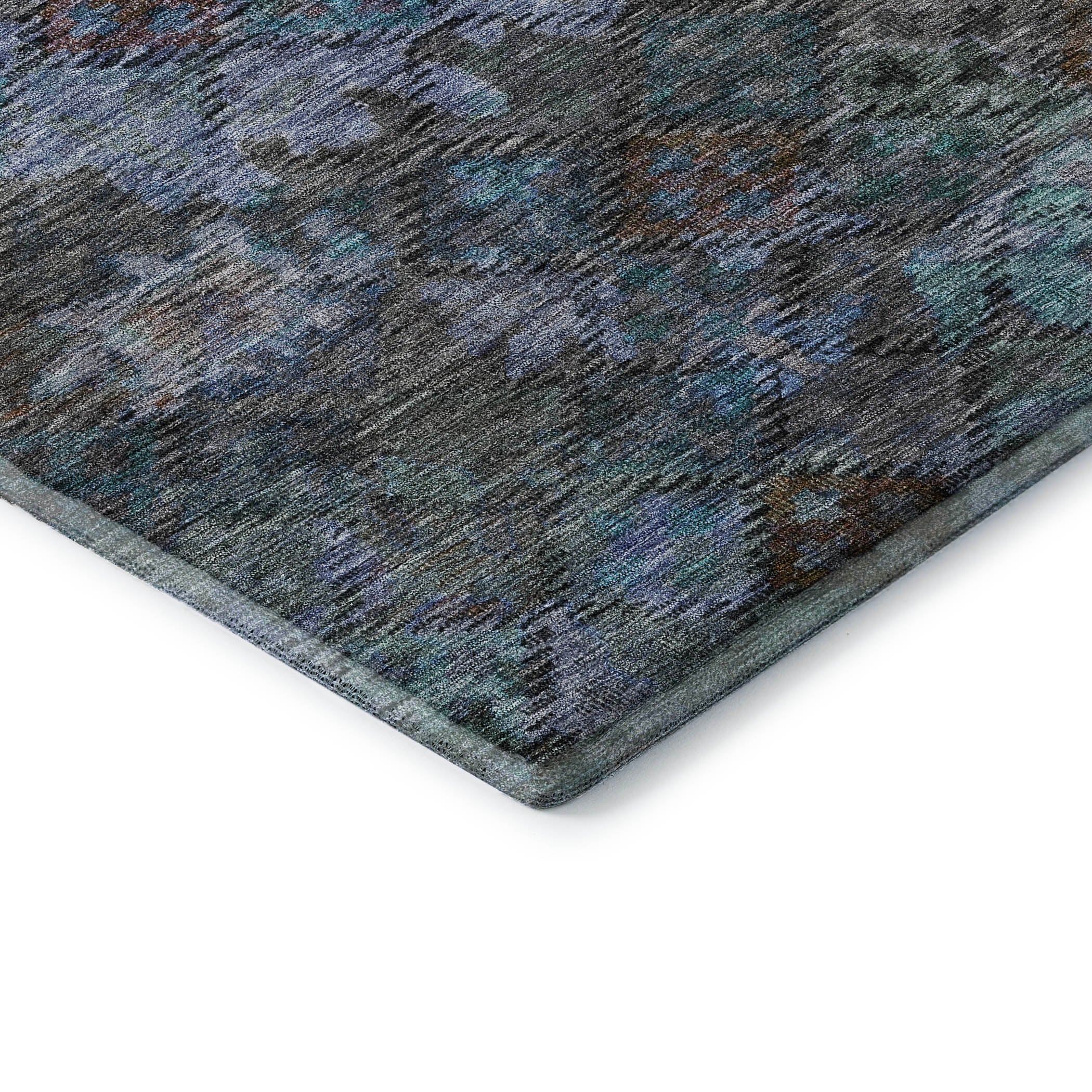 Mostar Machine Washable Traditional Teal Rug 1'8" x 2'6" #shape_Rectangle