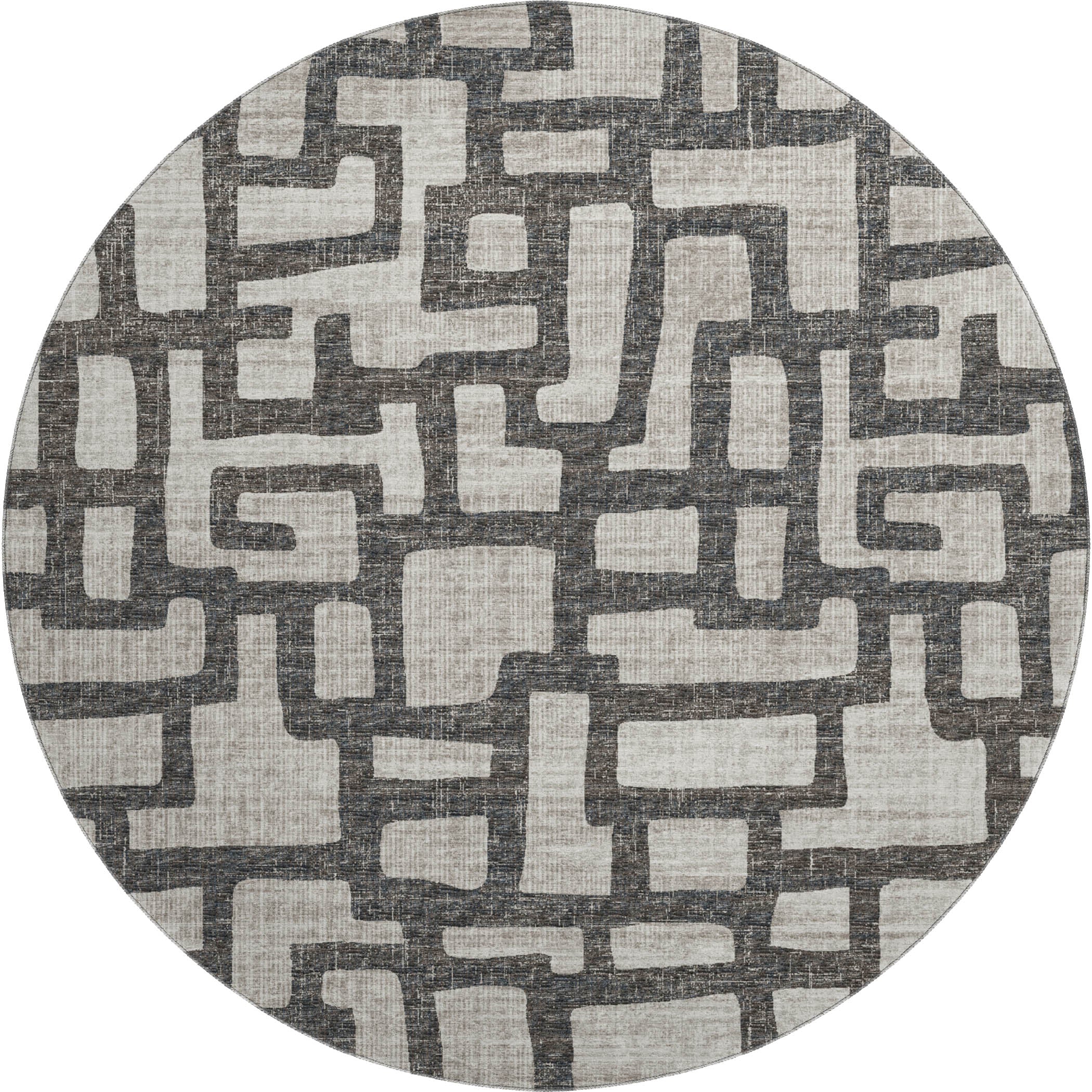 Nairobi Machine Washable Transitional Gray Rug 8' x 8' #shape_Round