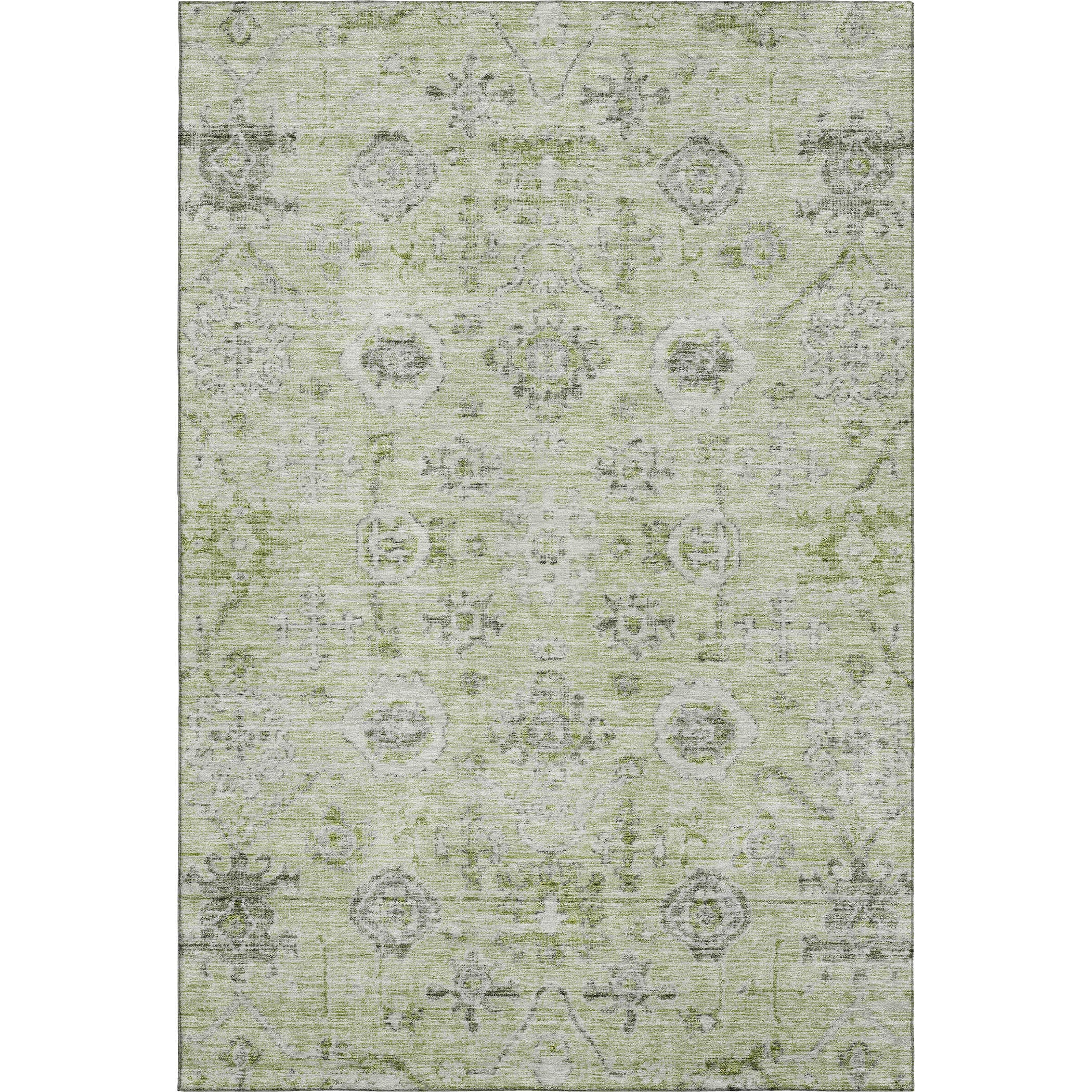 Bogota Machine Washable Traditional Aloe Green Rug 2'6" x 3'10" #shape_Rectangle
