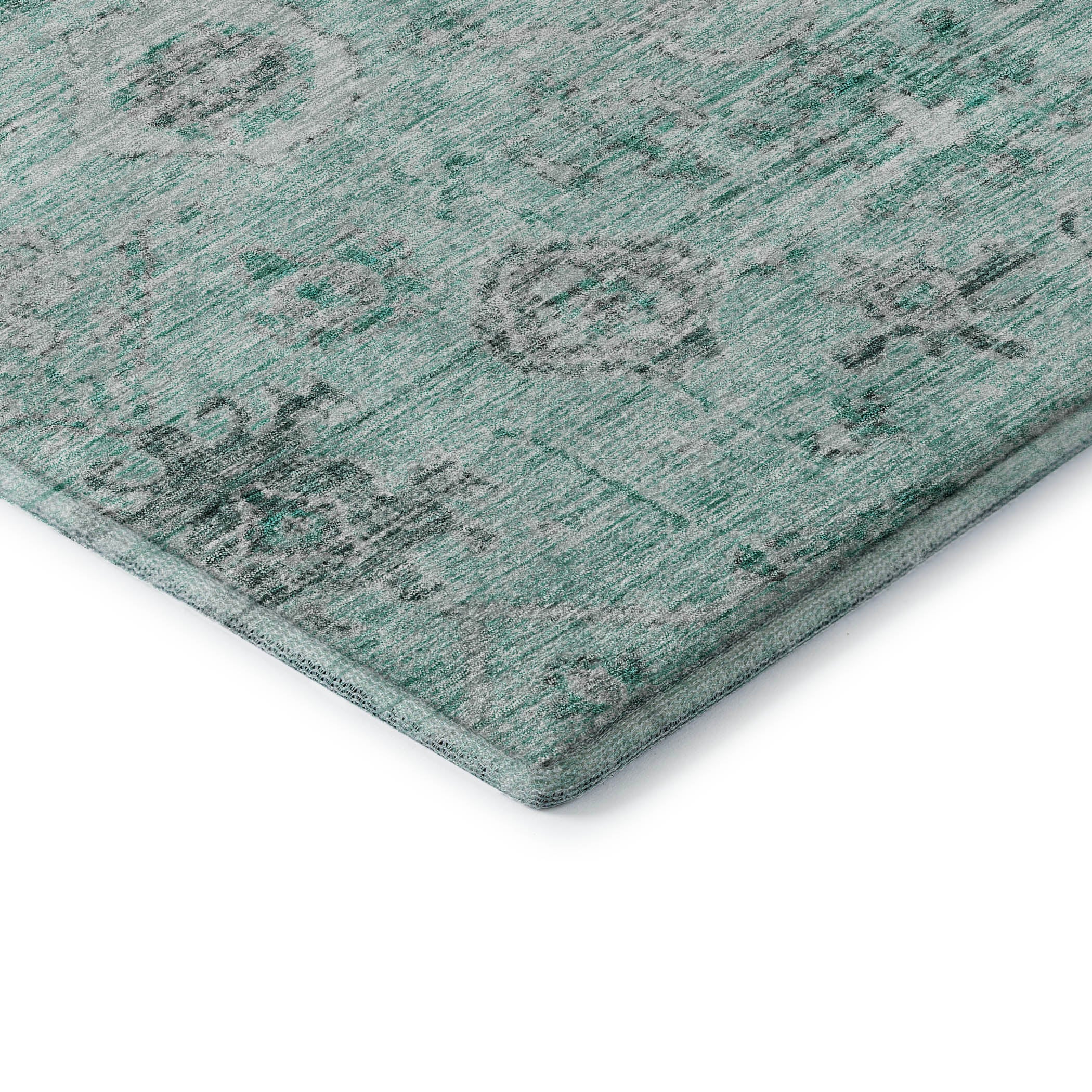 Bogota Machine Washable Traditional Teal Rug 1'8" x 2'6" #shape_Rectangle