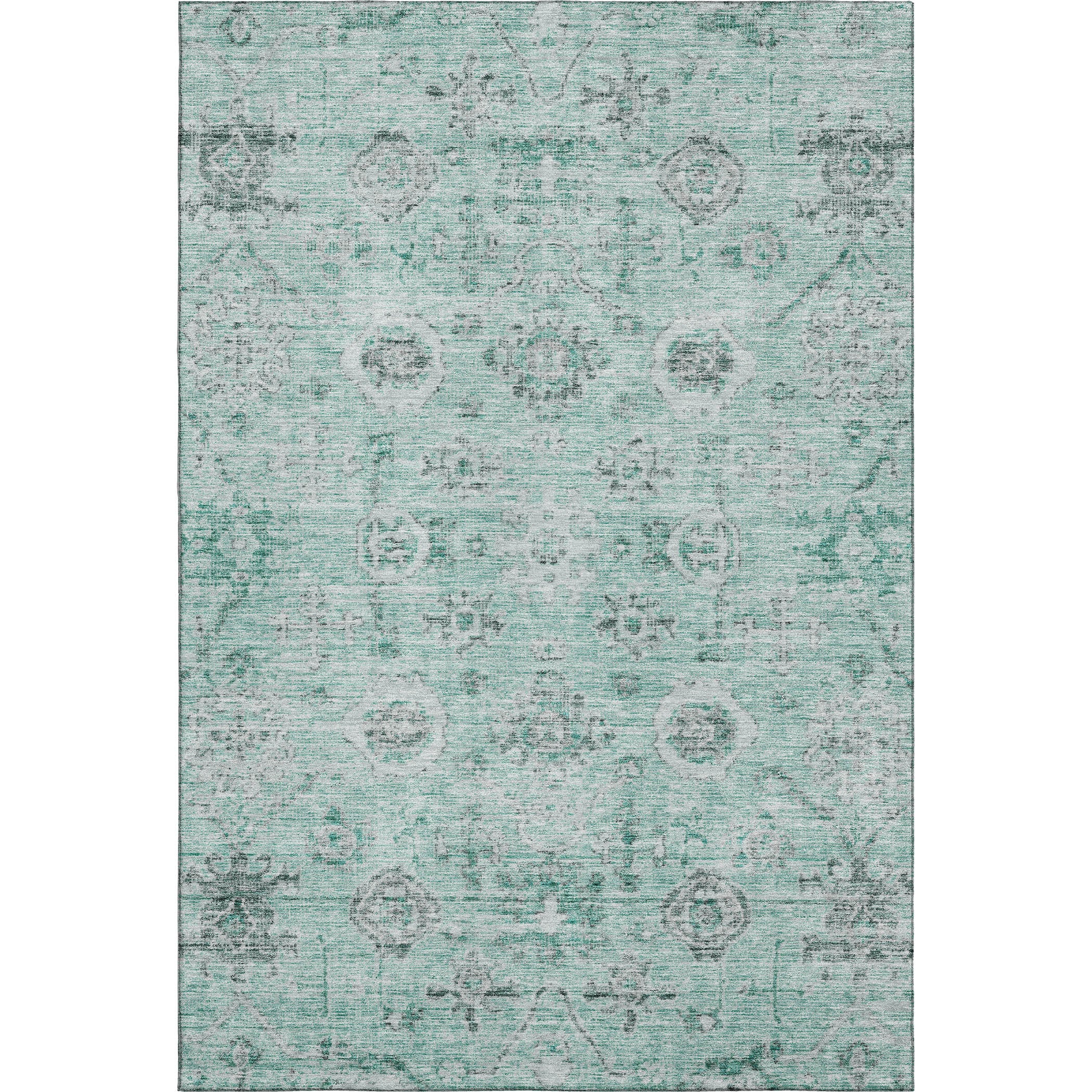 Bogota Machine Washable Traditional Teal Rug 2'6" x 3'10" #shape_Rectangle