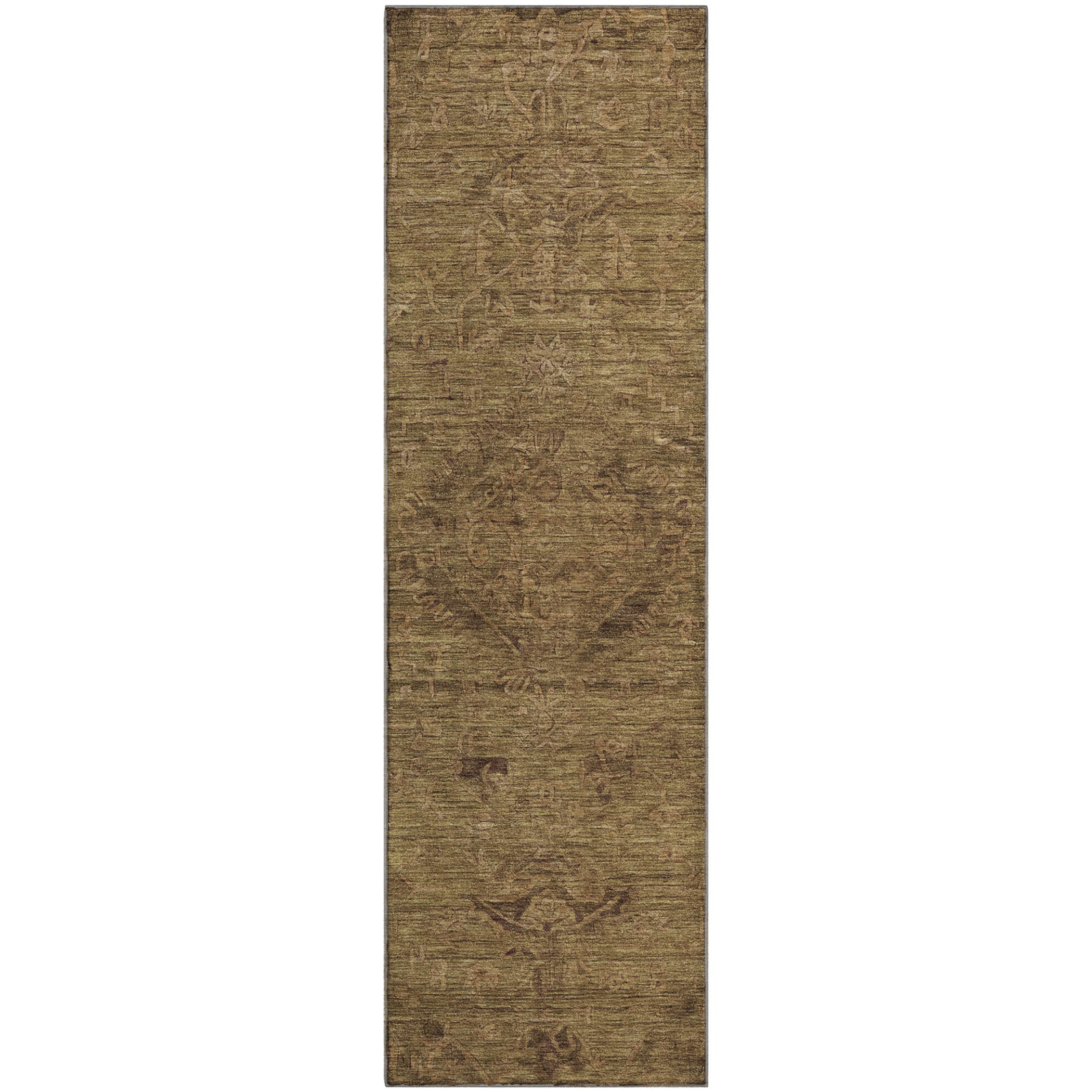 Salzburg Machine Washable Traditional Brown Rug 2'3" x 7'6" #shape_Runner