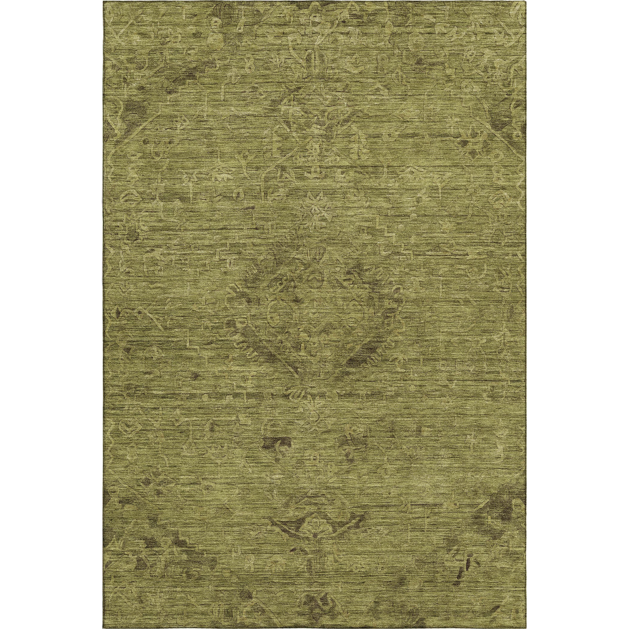 Salzburg Machine Washable Traditional Olive Green Rug 2'6" x 3'10" #shape_Rectangle