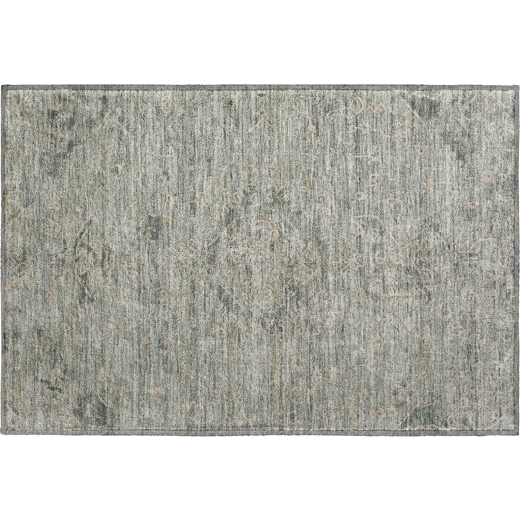 Salzburg Machine Washable Traditional Sage Green Rug 1'8" x 2'6" #shape_Rectangle