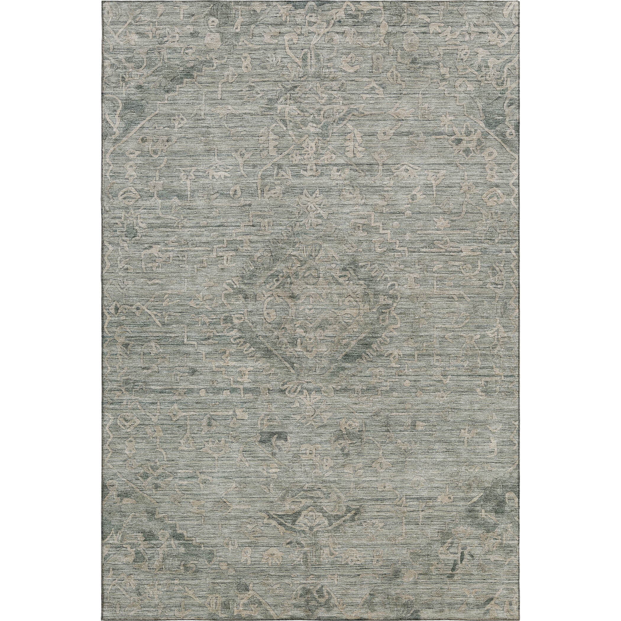 Salzburg Machine Washable Traditional Sage Green Rug 2'6" x 3'10" #shape_Rectangle