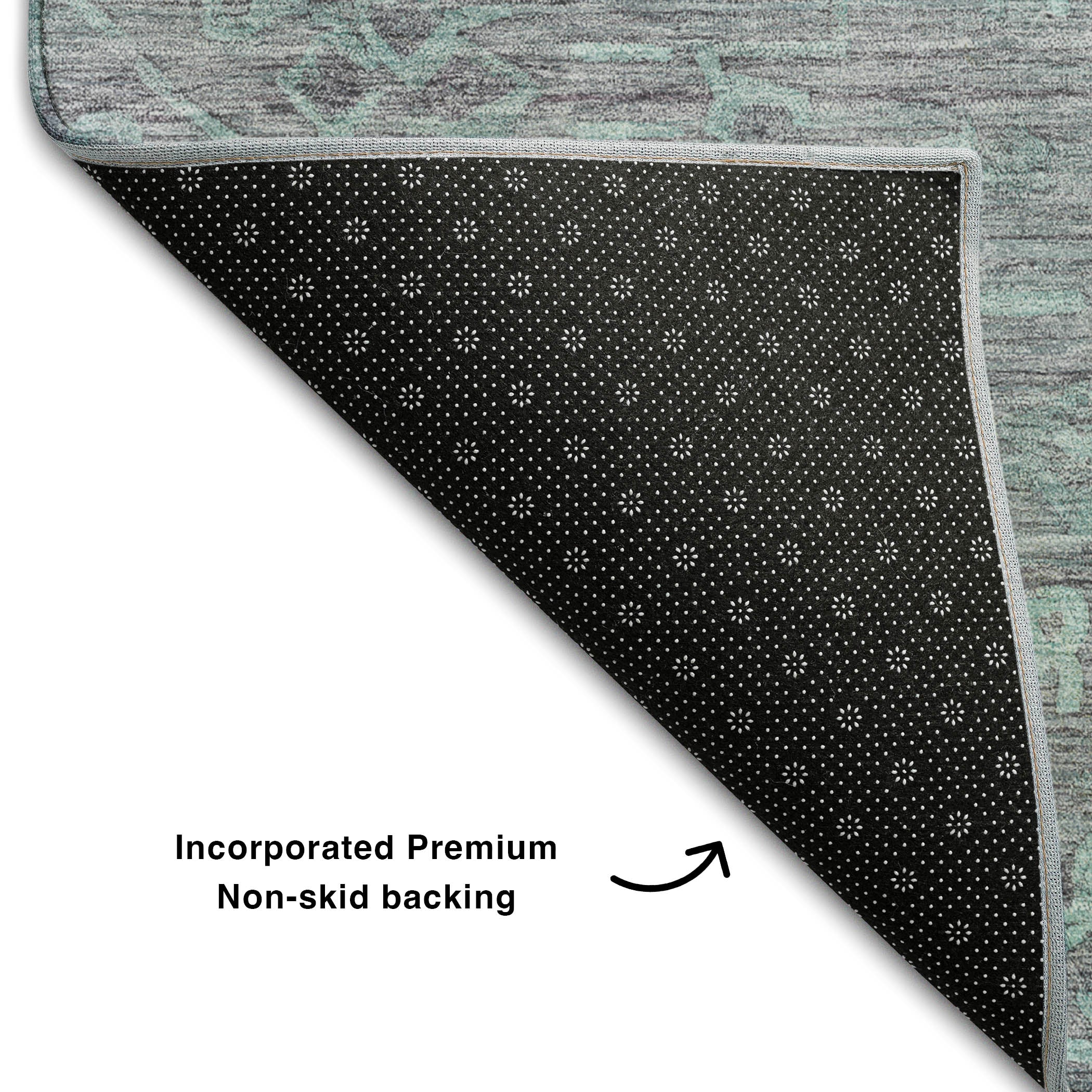 Salzburg Machine Washable Traditional Teal Rug 1'8" x 2'6" #shape_Rectangle