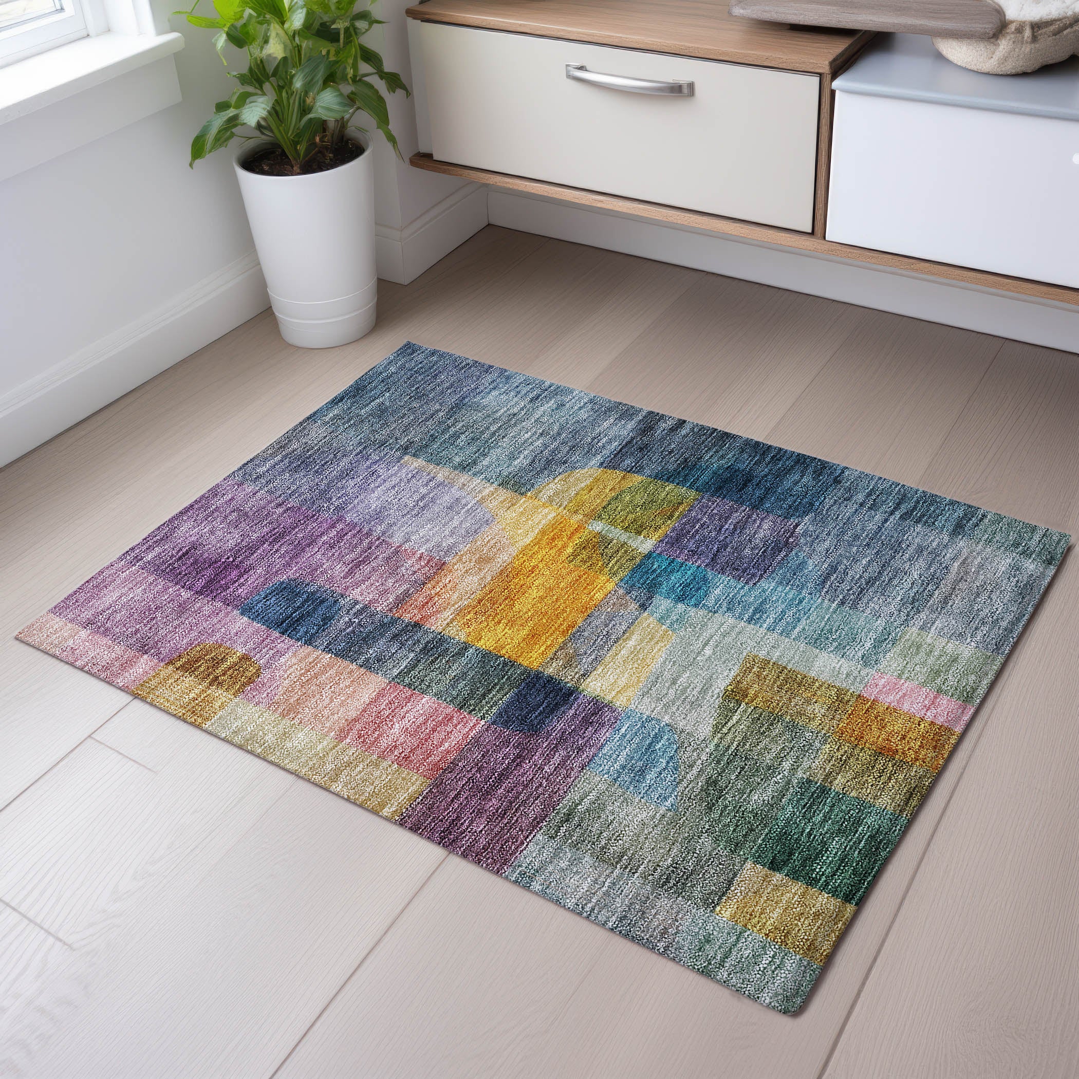 Marrakech Machine Washable Transitional Blue Rug 1'8" x 2'6" #shape_Rectangle