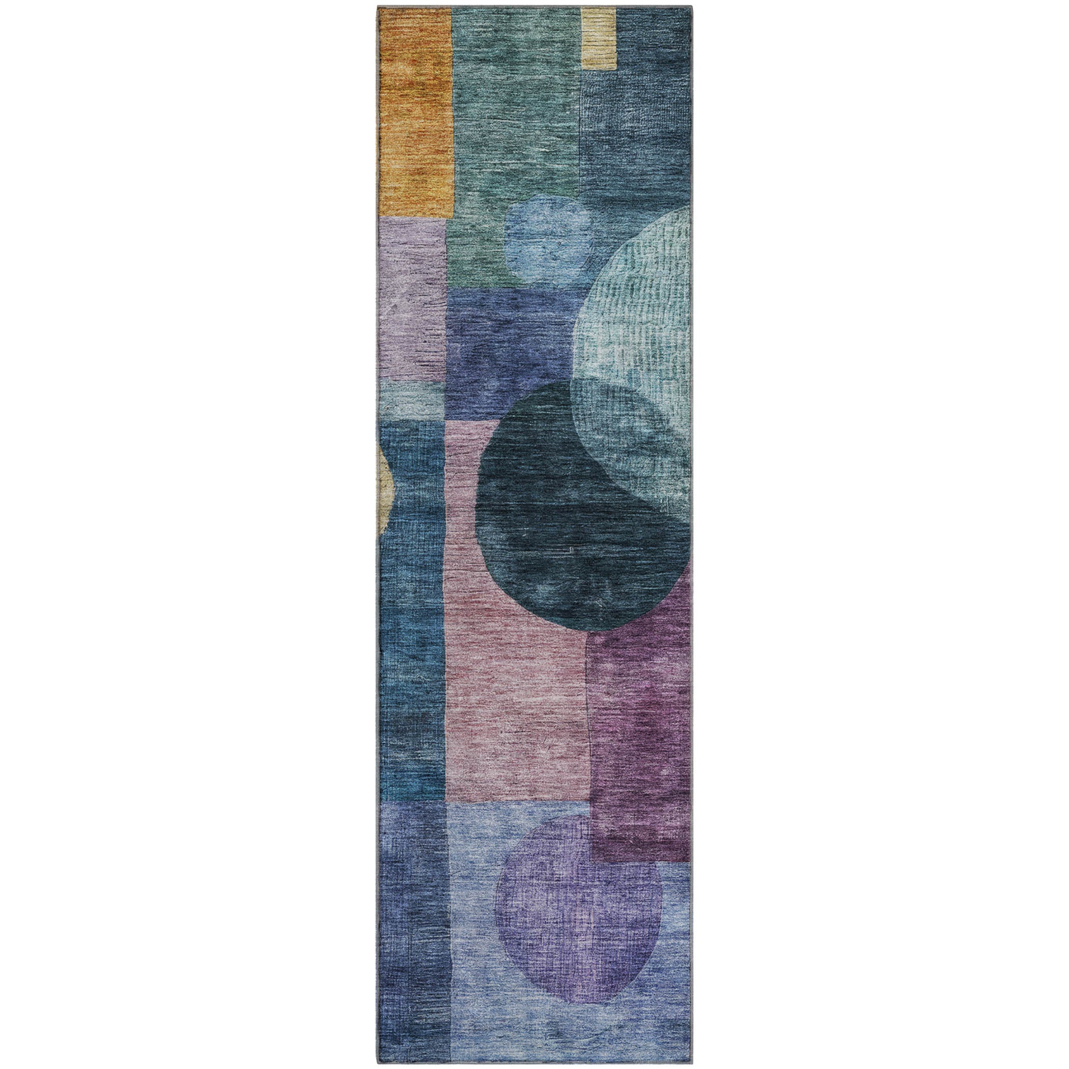 Lucerne Machine Washable Transitional Blue Rug 2'3" x 7'6" #shape_Runner