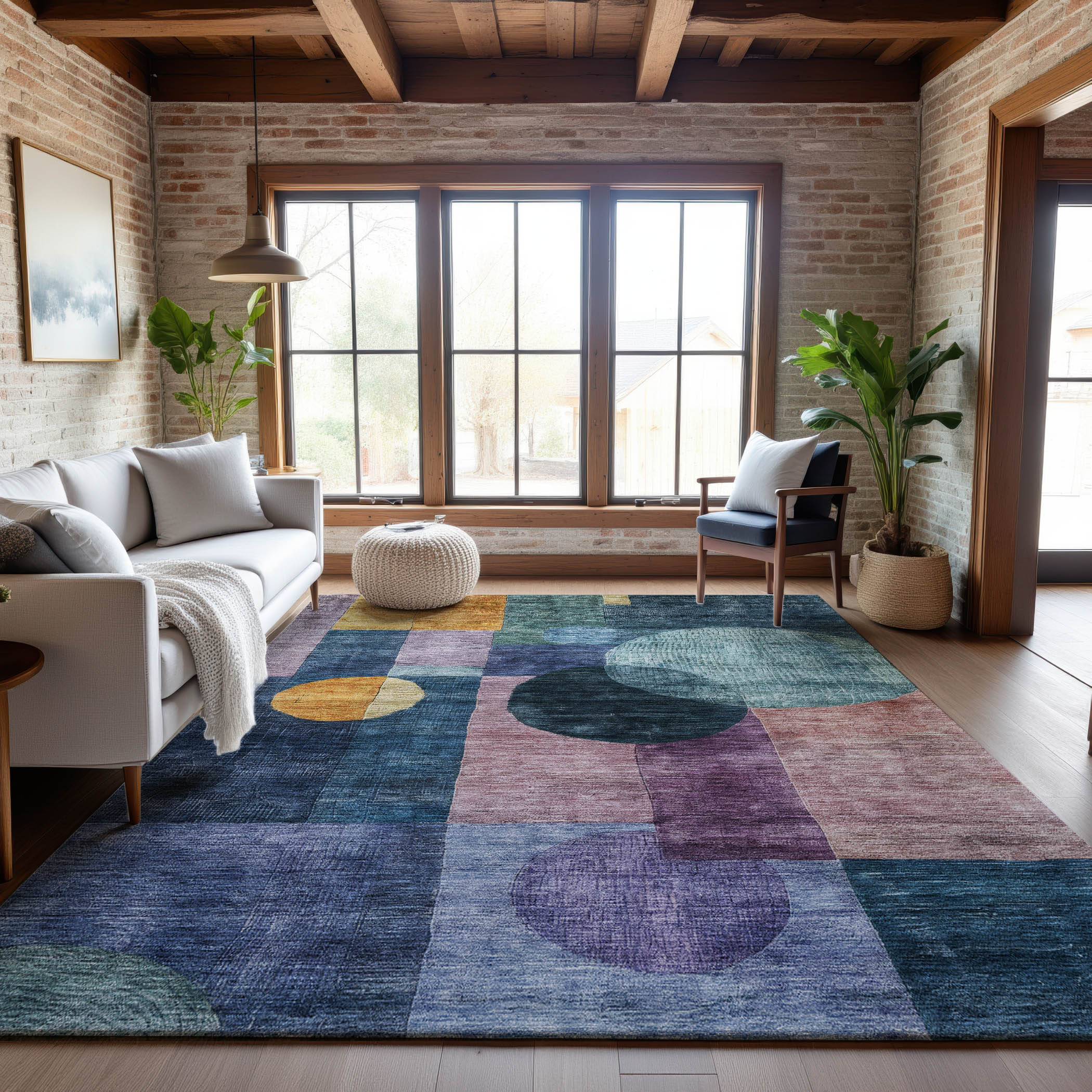 Lucerne Machine Washable Transitional Blue Rug 2'6" x 3'10" #shape_Rectangle