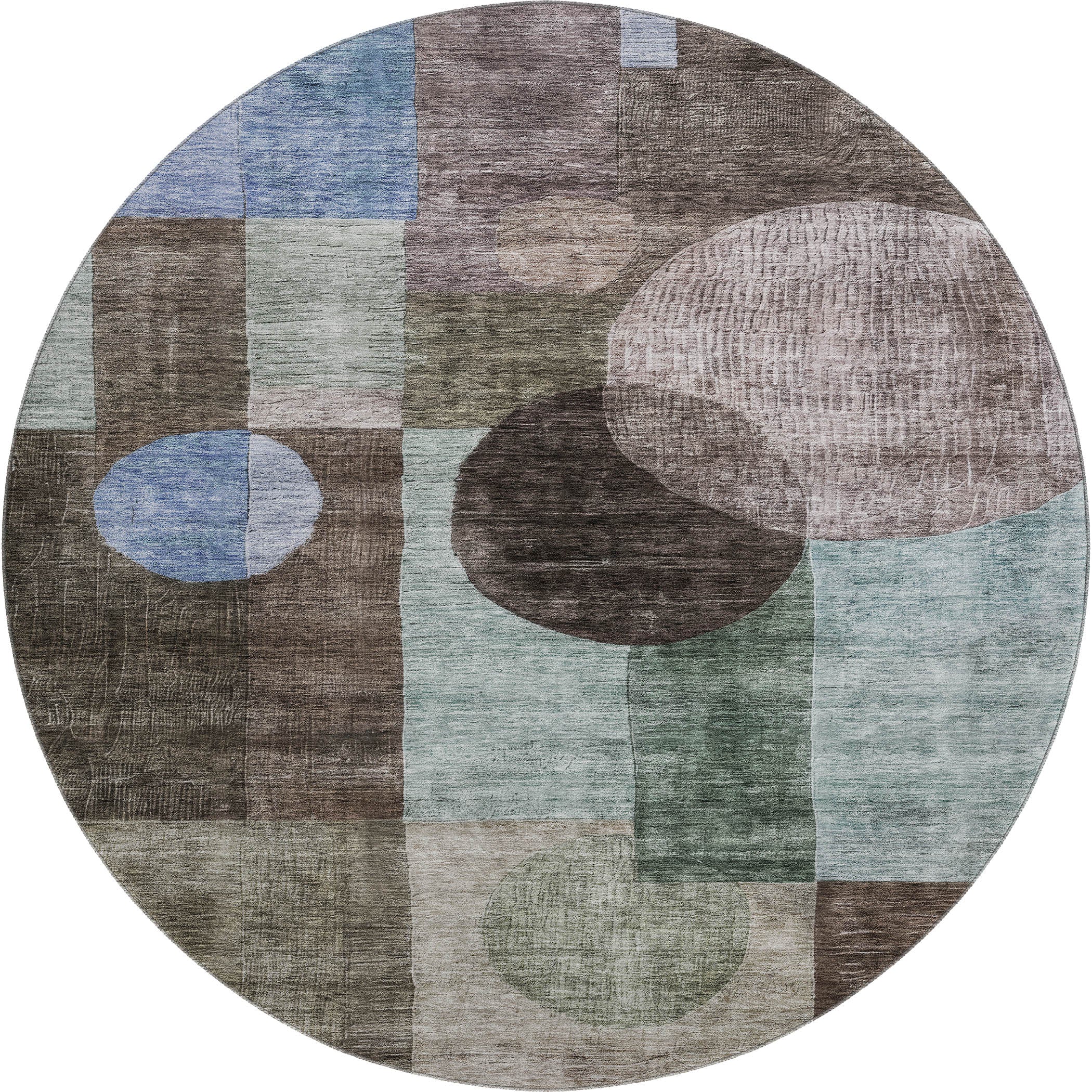 Lucerne Machine Washable Transitional Brown Rug 8' x 8' #shape_Round