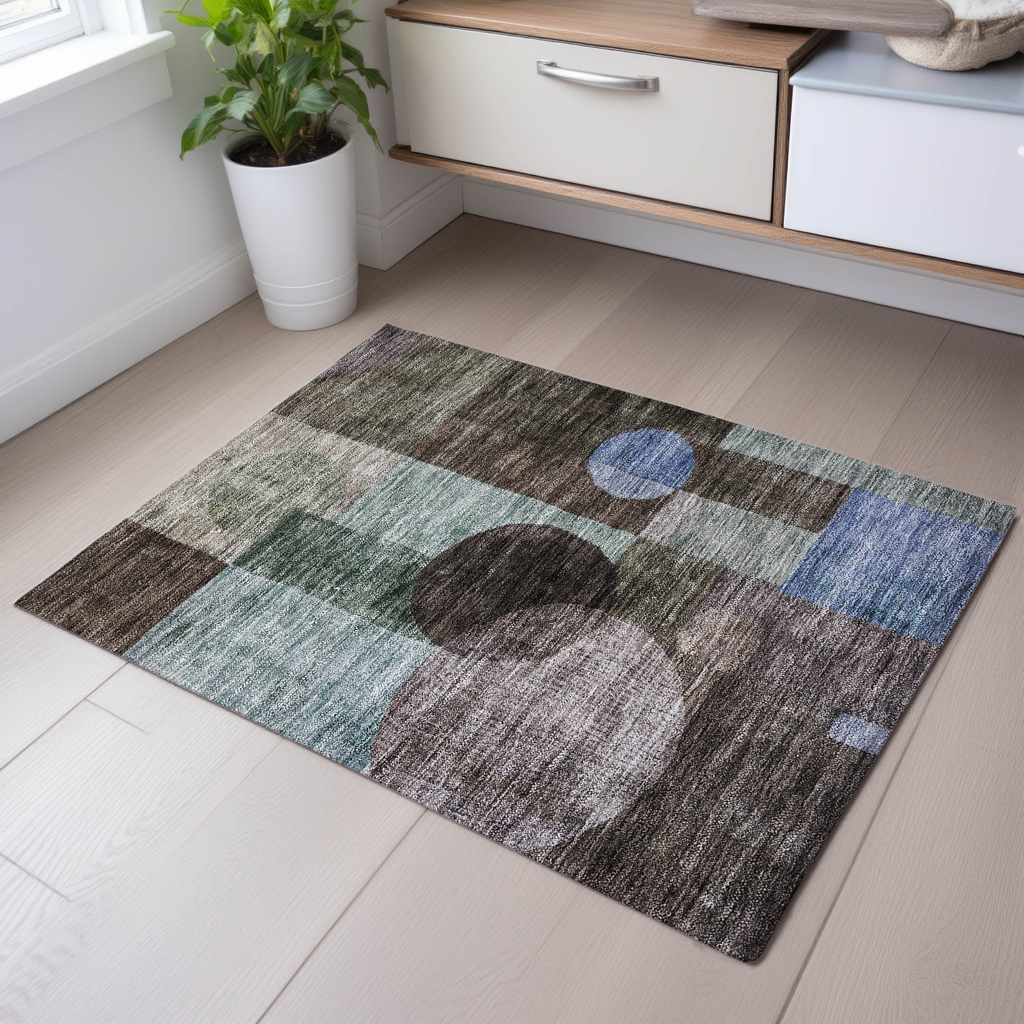 Lucerne Machine Washable Transitional Brown Rug 1'8" x 2'6" #shape_Rectangle
