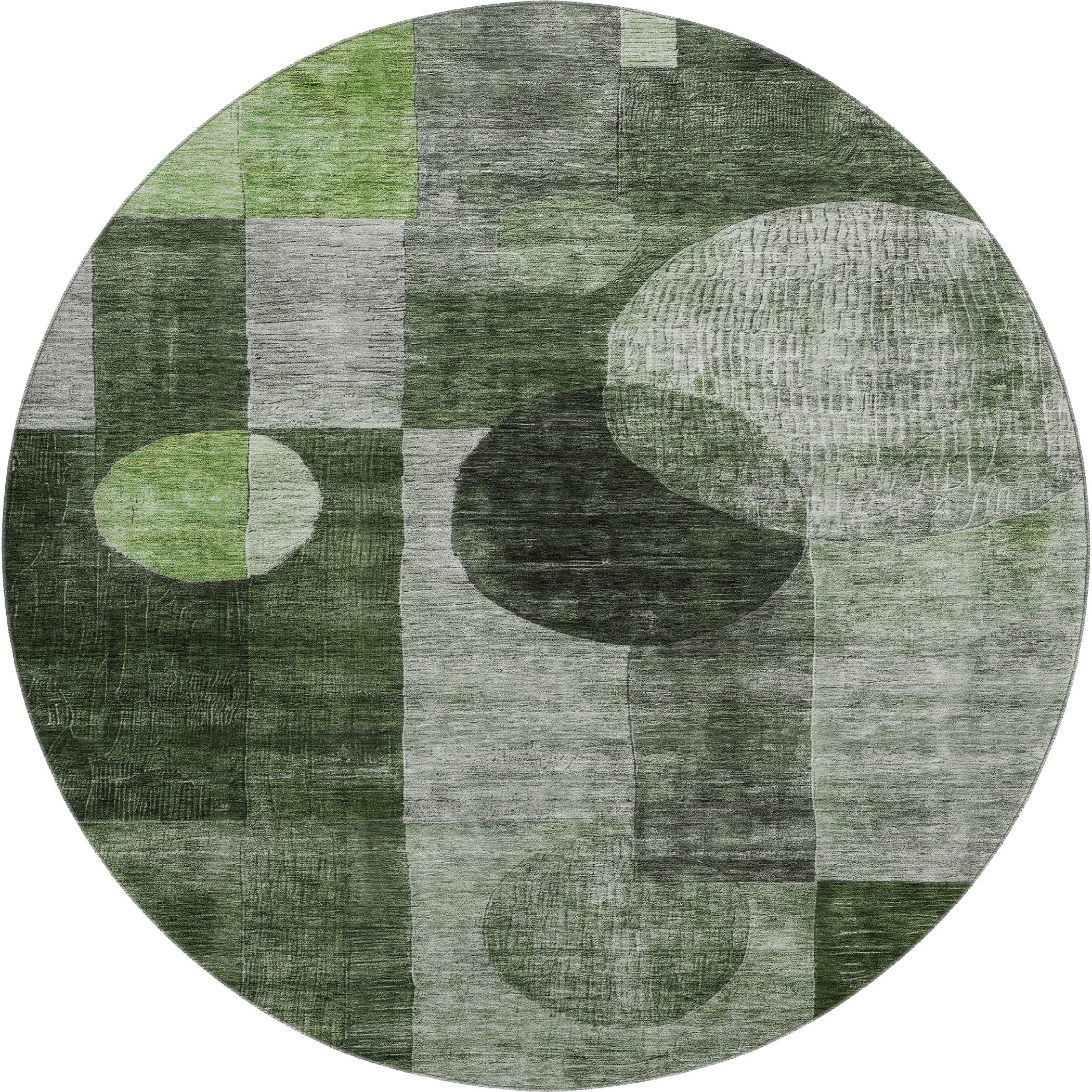 Lucerne Machine Washable Transitional Fern Green Rug 8' x 8' #shape_Round
