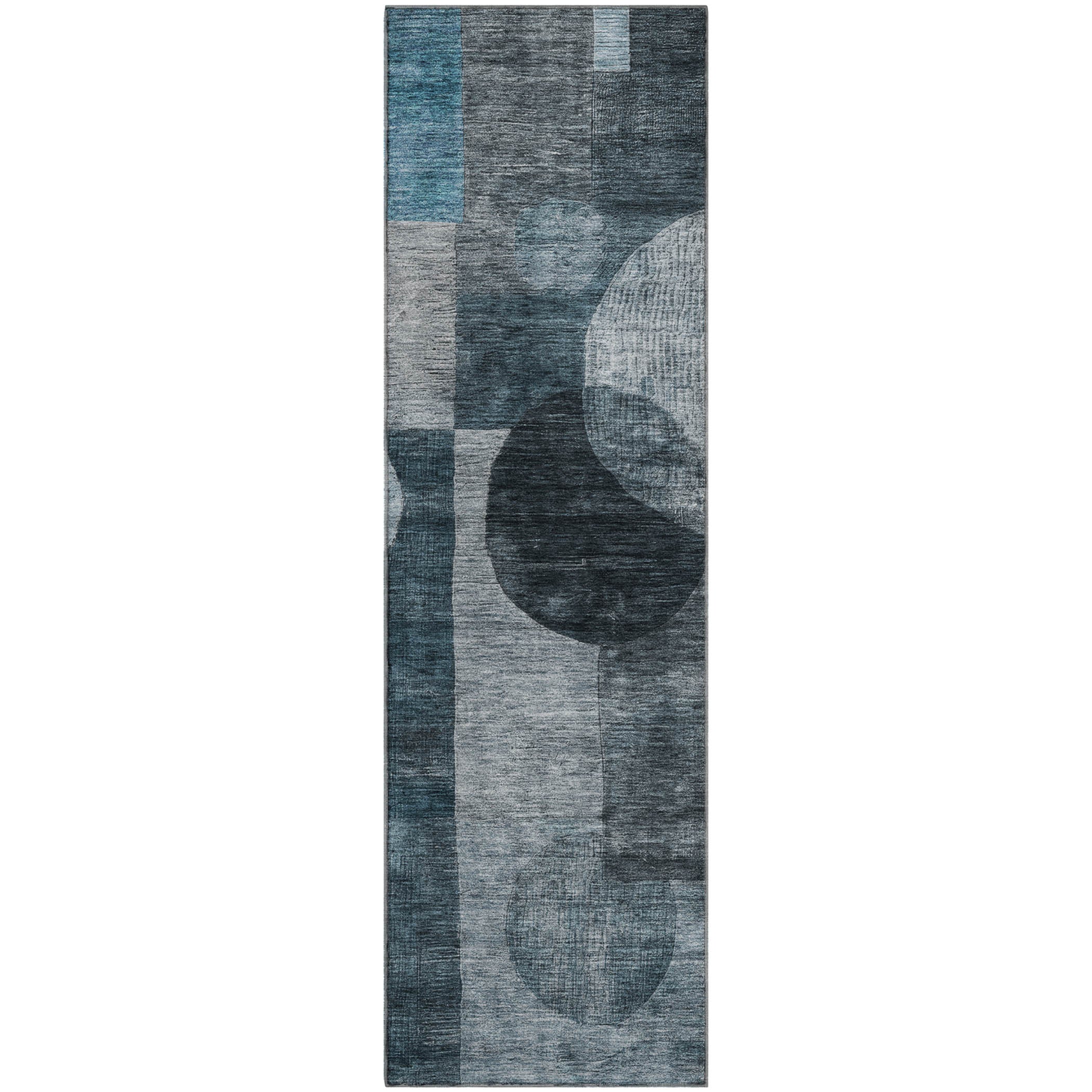 Lucerne Machine Washable Transitional Teal Rug 2'3" x 7'6" #shape_Runner