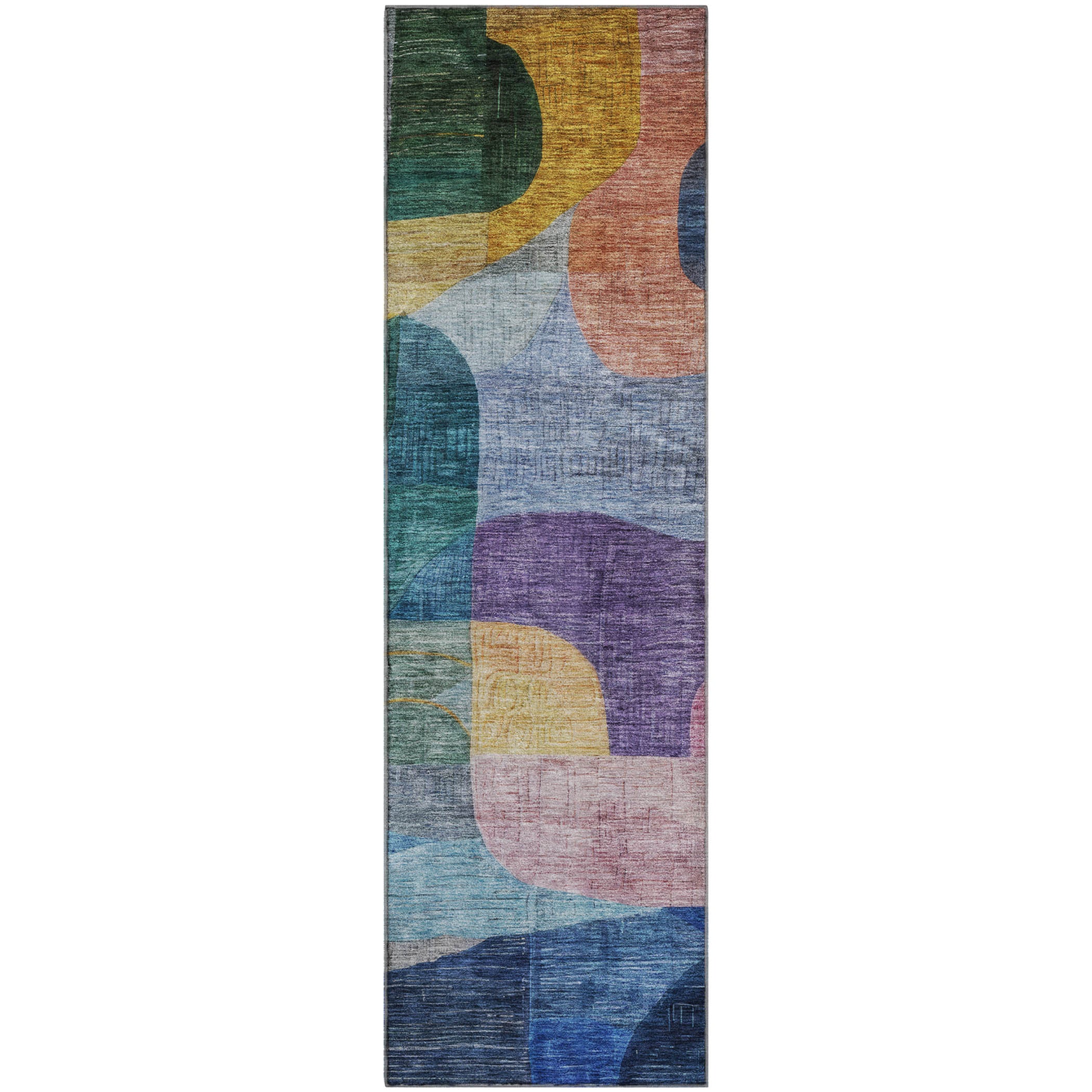 Nairobi Machine Washable Transitional Blue Rug 2'3" x 7'6" #shape_Runner
