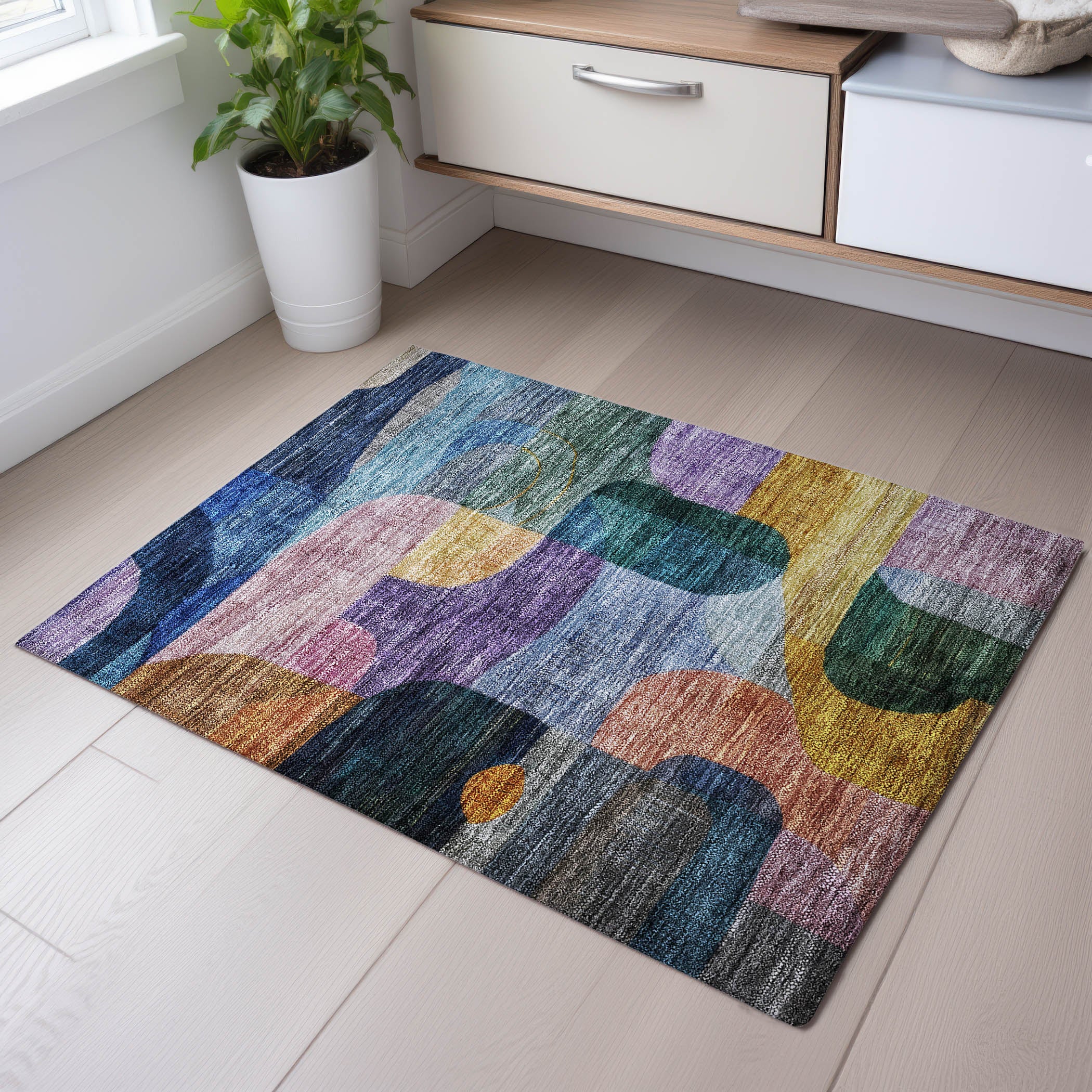 Nairobi Machine Washable Transitional Blue Rug 1'8" x 2'6" #shape_Rectangle