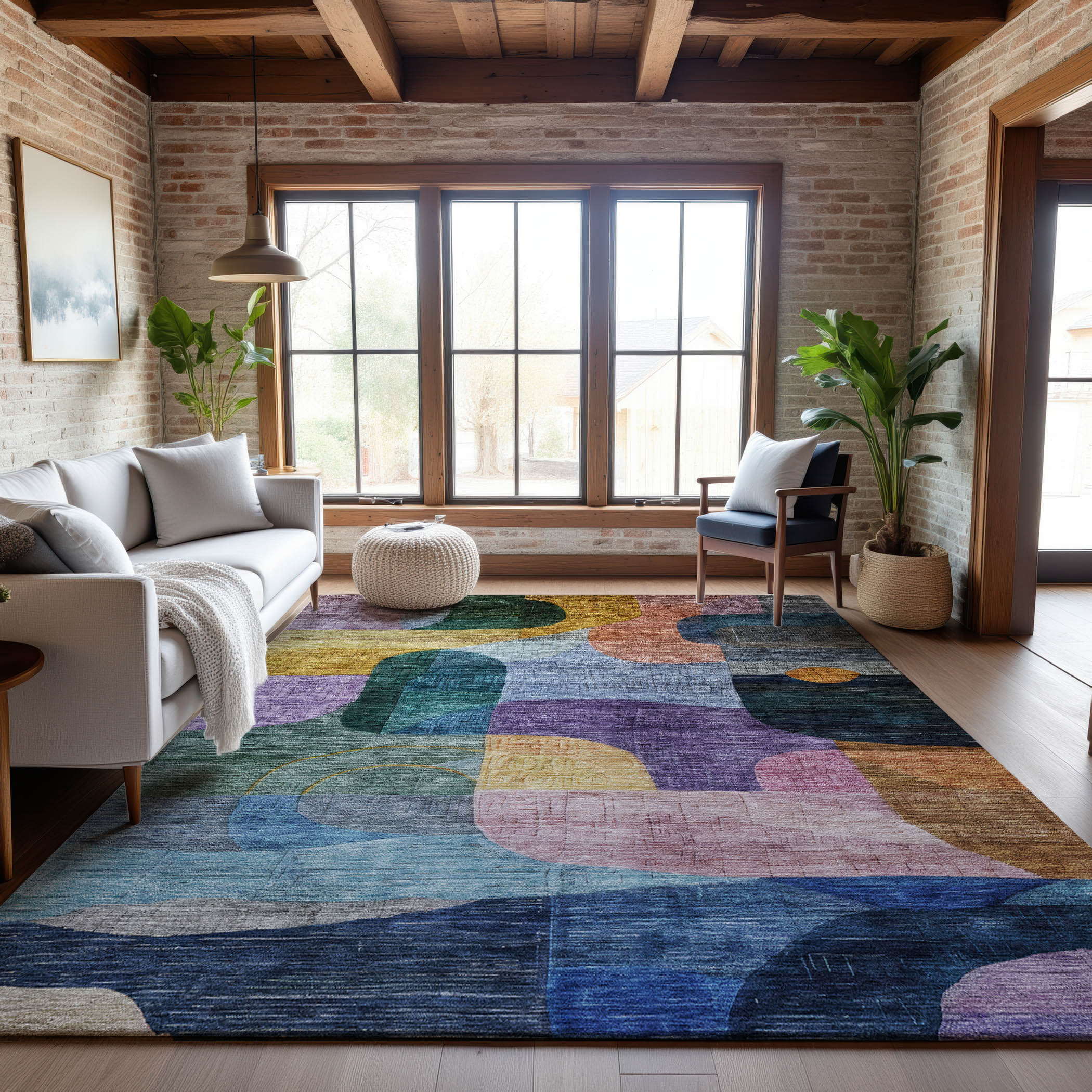 Nairobi Machine Washable Transitional Blue Rug 2'6" x 3'10" #shape_Rectangle