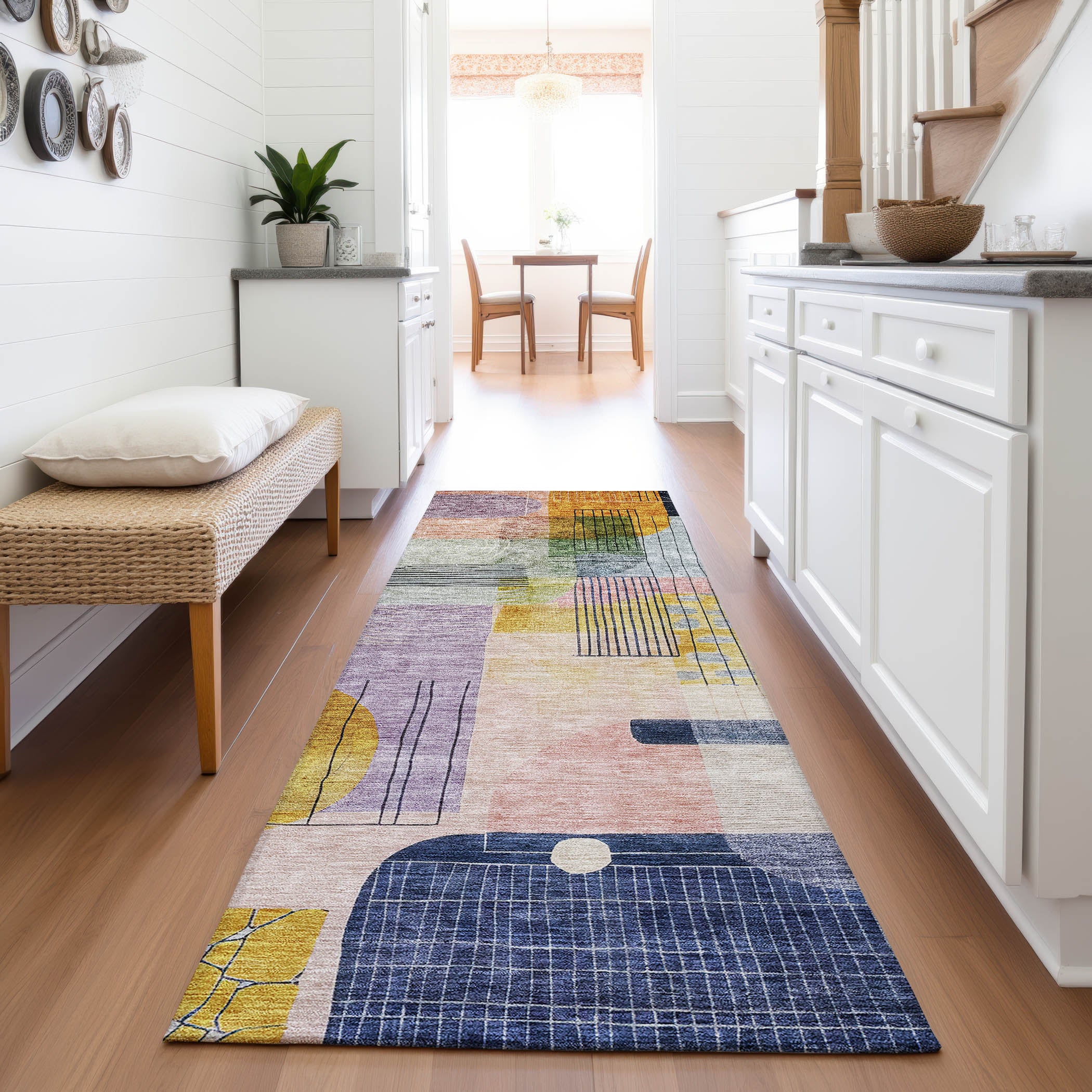 Santorini Machine Washable Transitional Plum Purple Rug 2'3" x 7'6" #shape_Runner