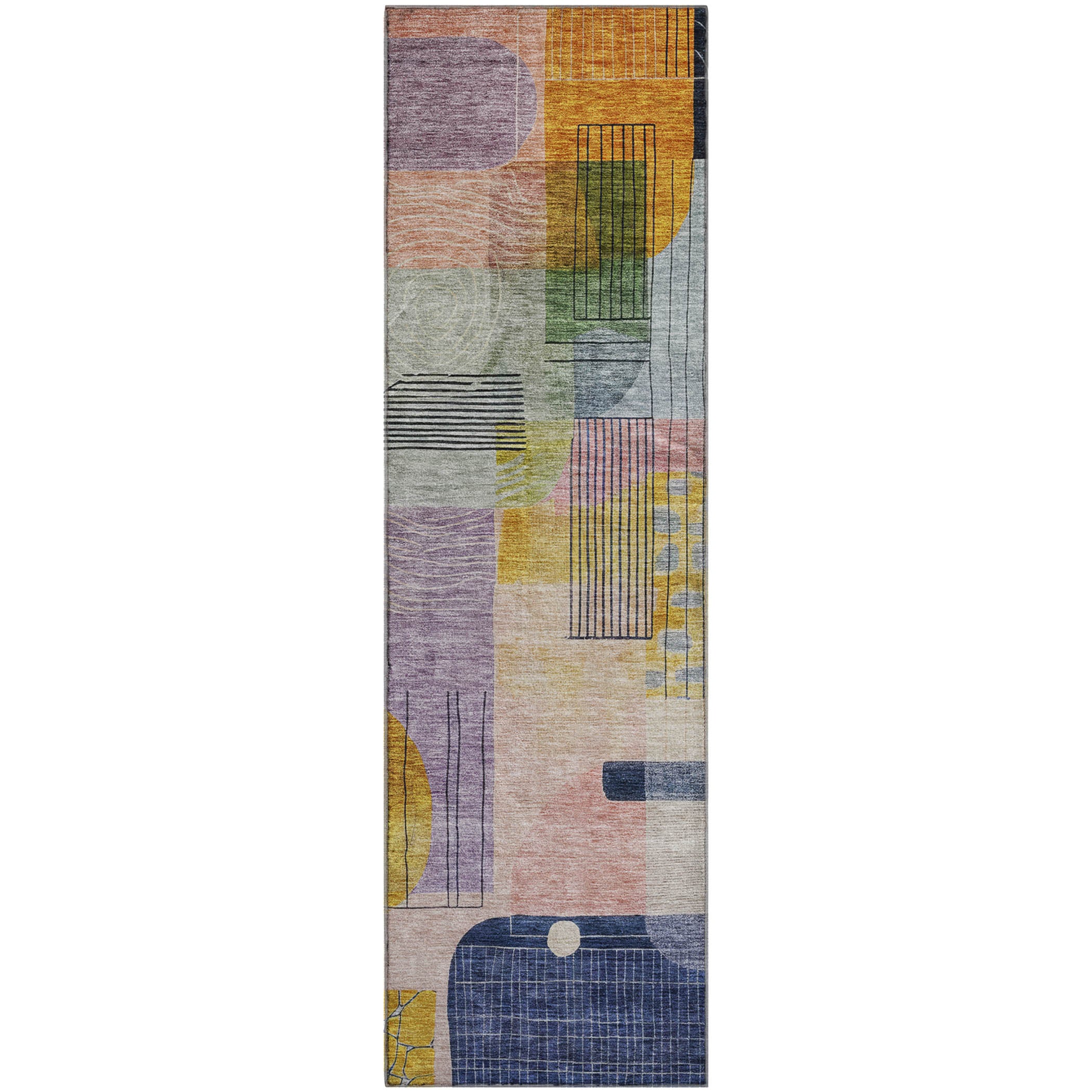 Santorini Machine Washable Transitional Plum Purple Rug 2'3" x 7'6" #shape_Runner